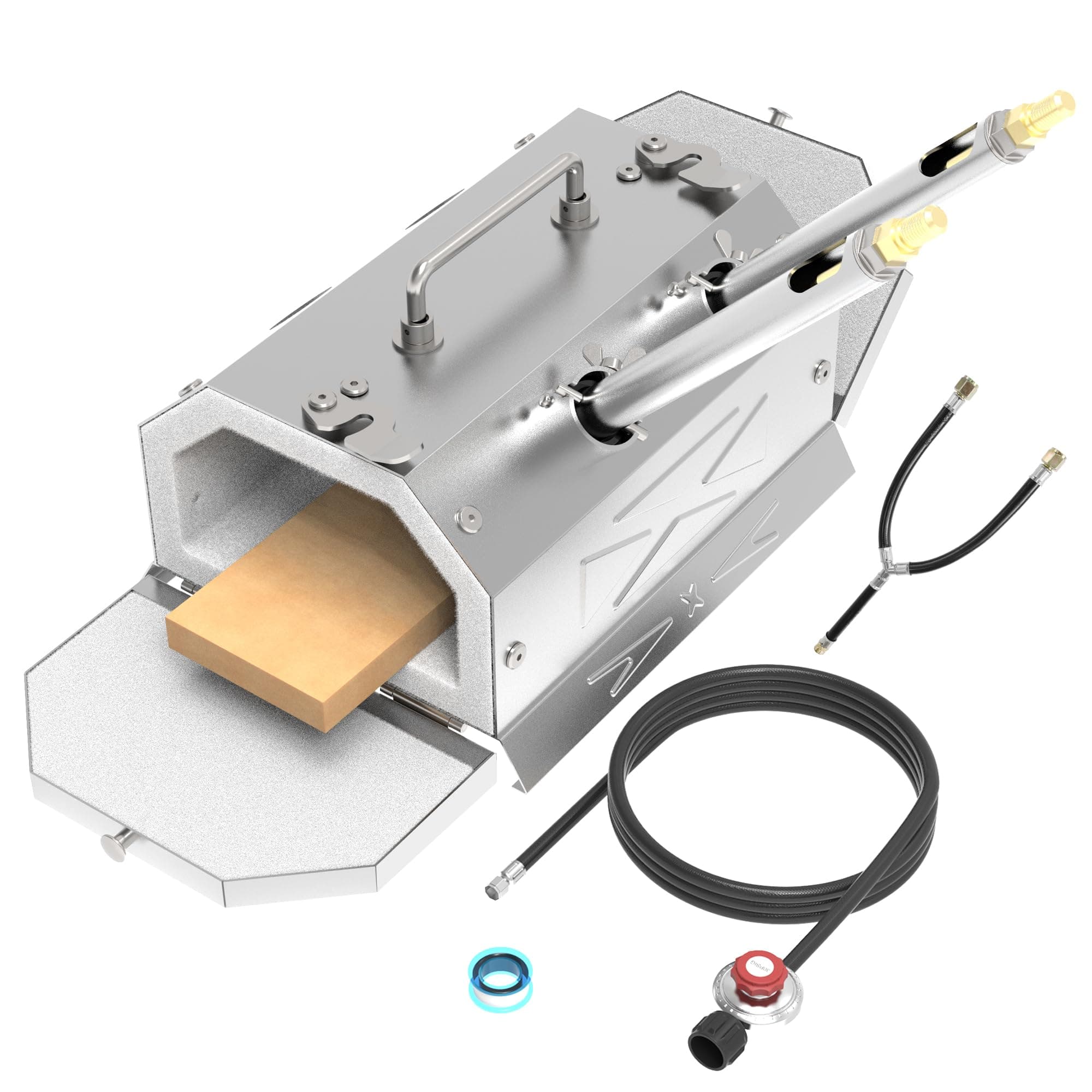 Gas Propane Forge 2600°F,Double Doors,Large Capacity,Portable Equipment,Knife Making(Stainless Steel) Blacksmithing Farrier tool,Gas Welding Kits, Forge Kit GY200