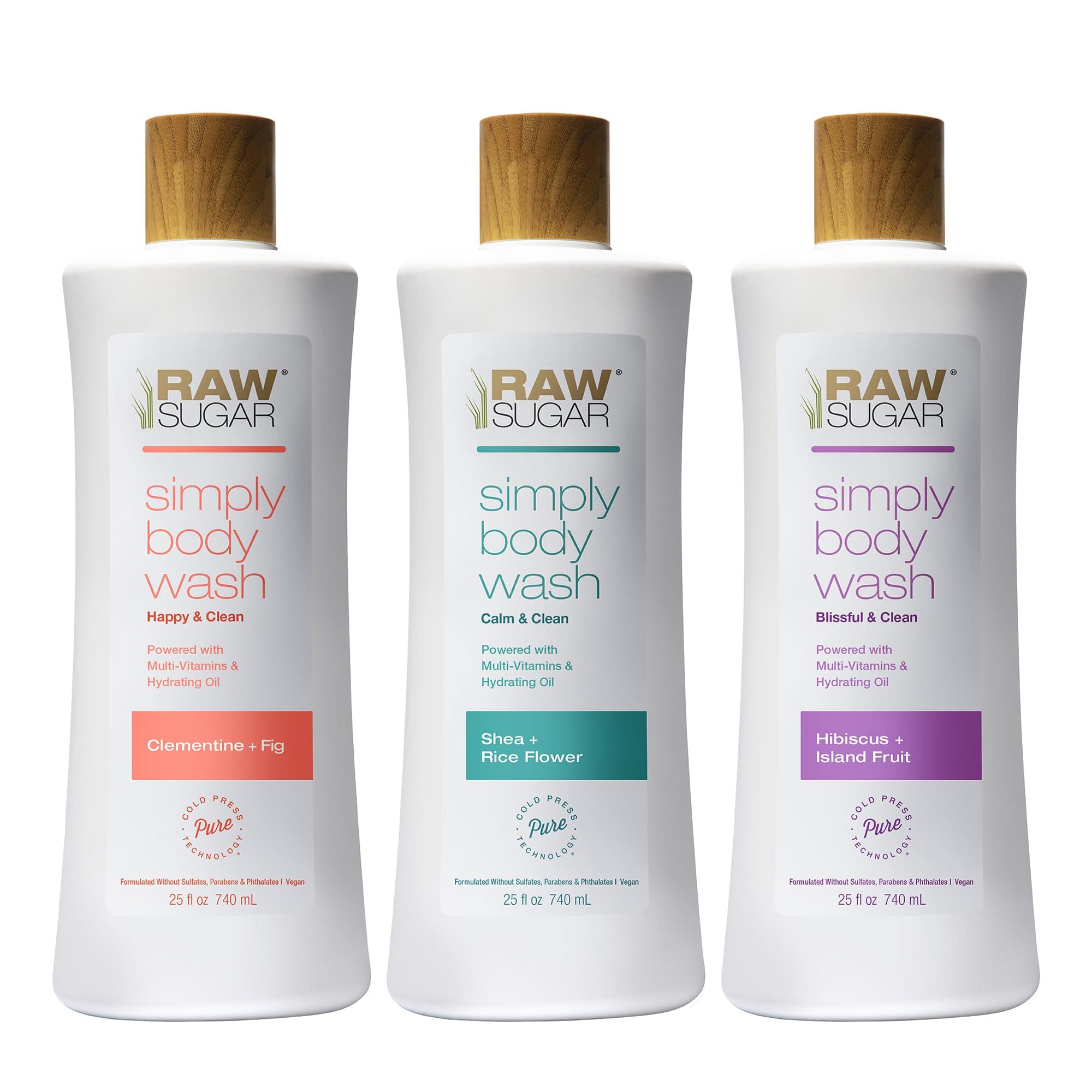 RAW SUGAR Body Wash Variety 3 Pack
