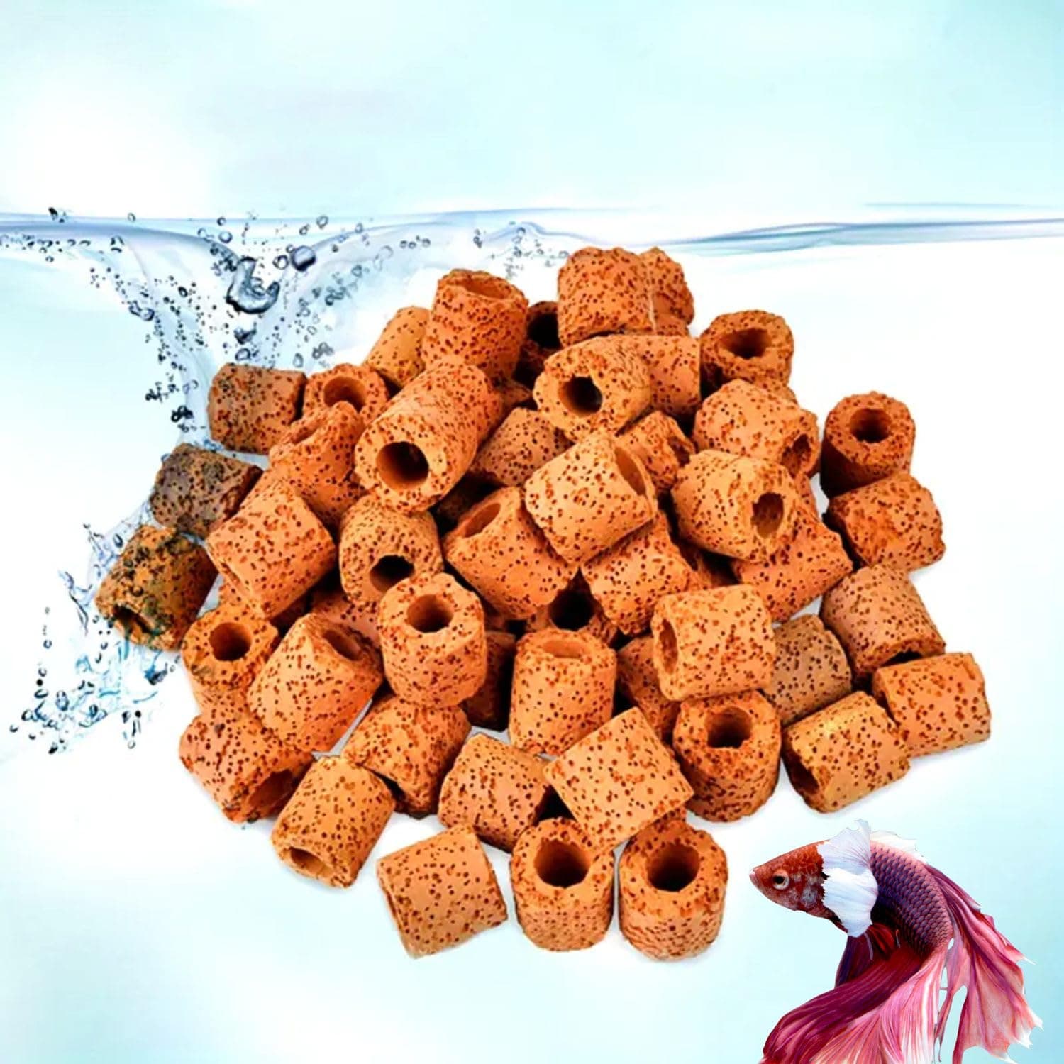 VAYINATO® Red Ceramic Ring Aquarium Filter Media 500g | Biological Filter Media for Freshwater, Saltwater & Planted Fish Tanks by Petzlifeworld