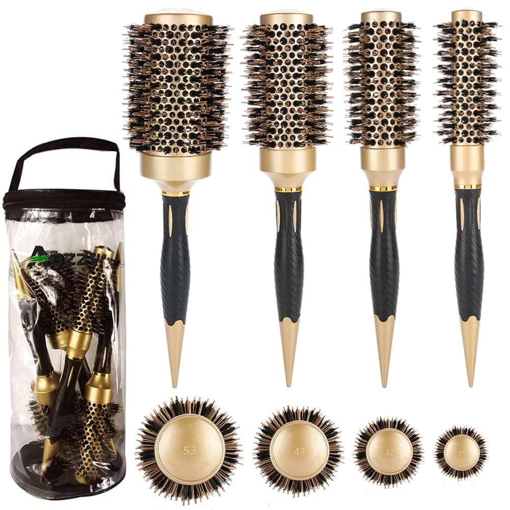 4pcs Boar Bristle Round hair brush set
