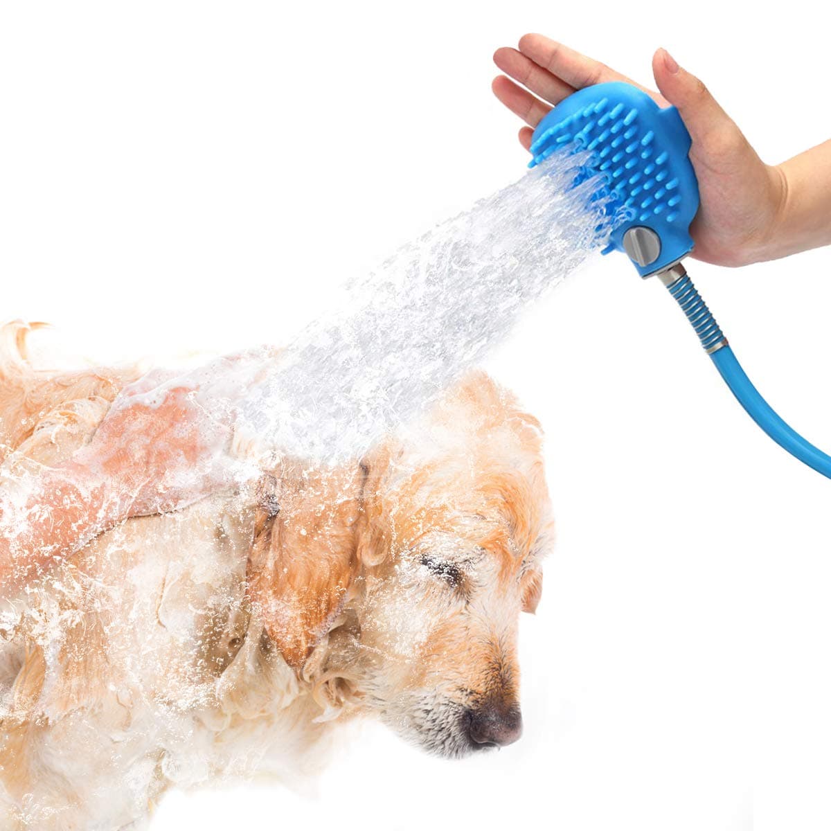 PETRIP Bathing Tool Dog Massage Brush Pet Shower Sprayer Grooming Shedding Bath Dog Cat for Outdoor Use