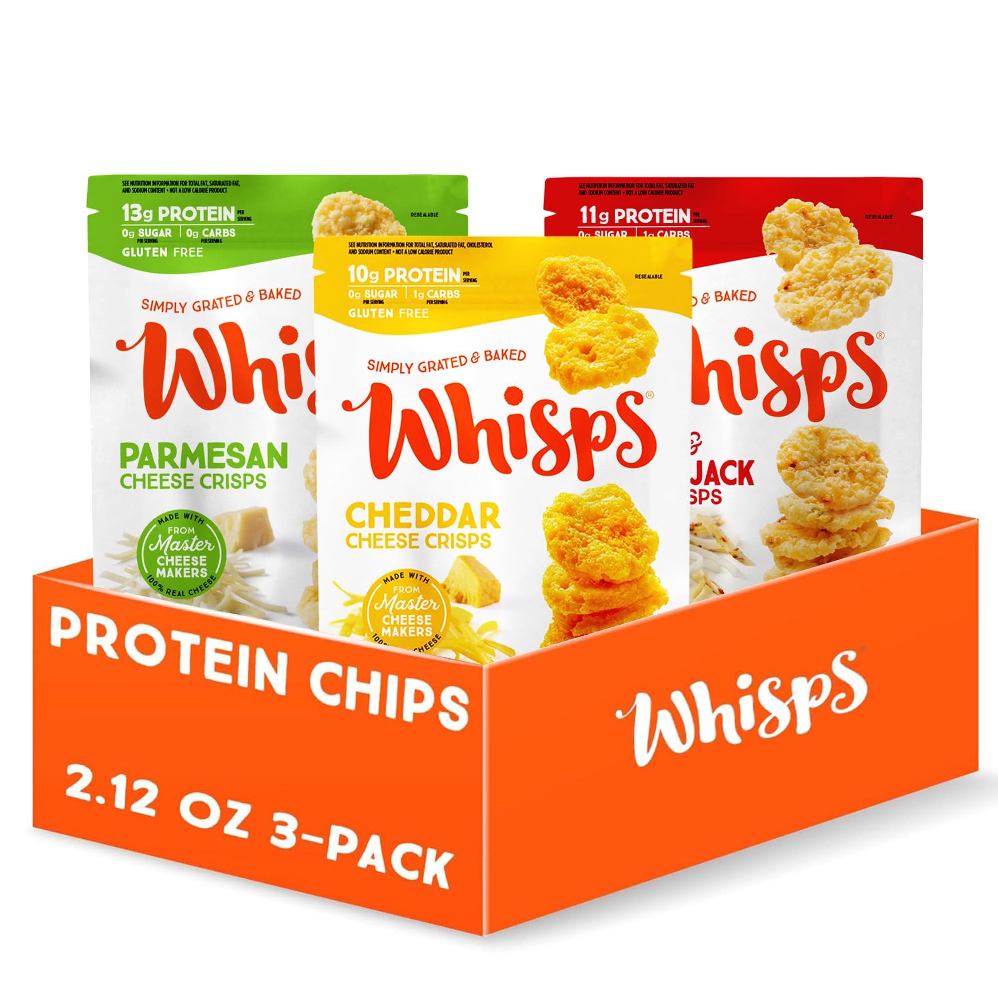 Cheese Crisps 3 Pack Assortment (2.12oz) Cheddar, Parmesan & Asiago/Pepperjack