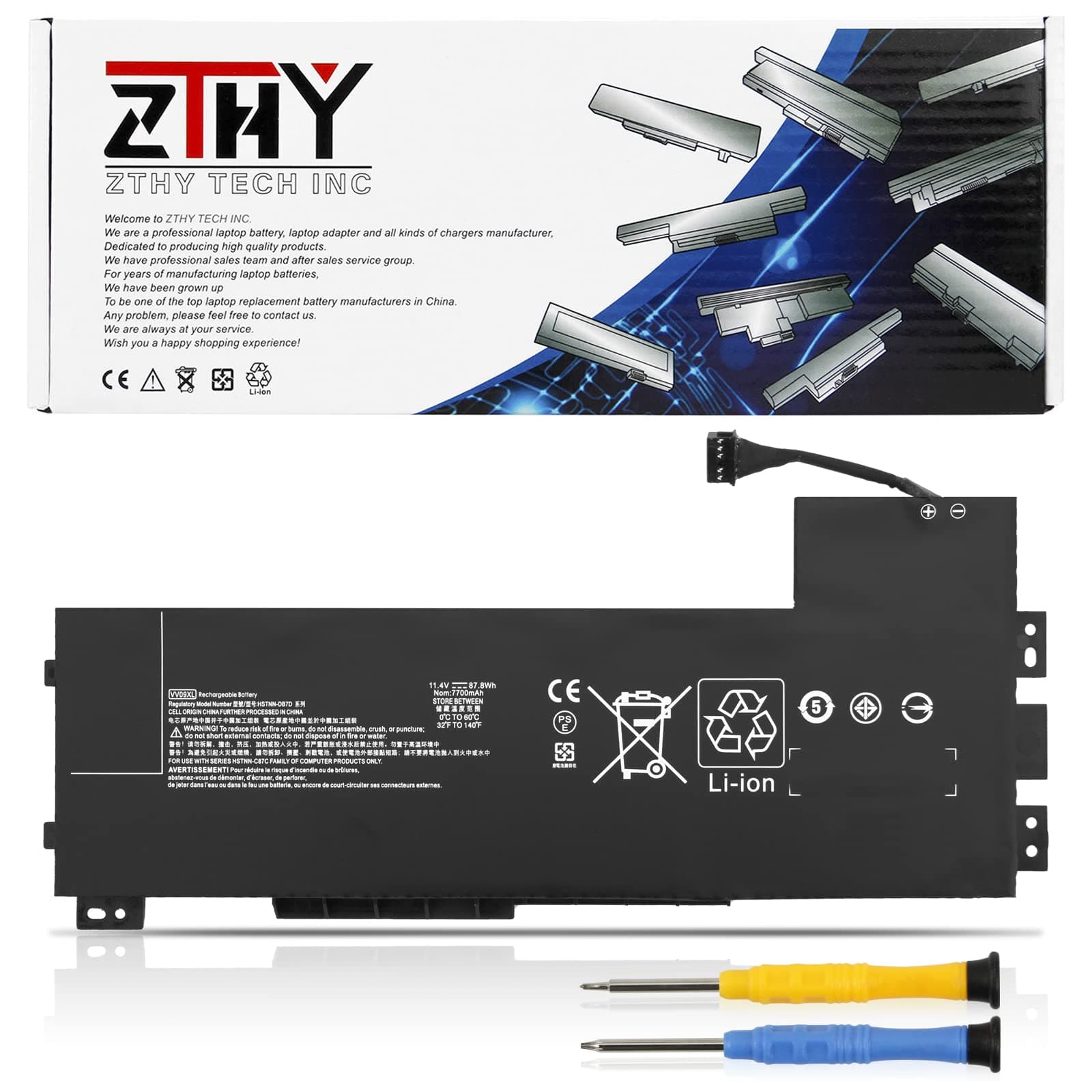 ZTHY VV09XL Battery Replacement for HP ZBook 15 G3 G4 Mobile Workstation Series Laptop HSTNN-DB7D 808398-2C1 808452-001 808398-2B1 HSTNN-C87C 808452-002 808452-005 808398-2C2 VV09090XL 11.4V 90Wh