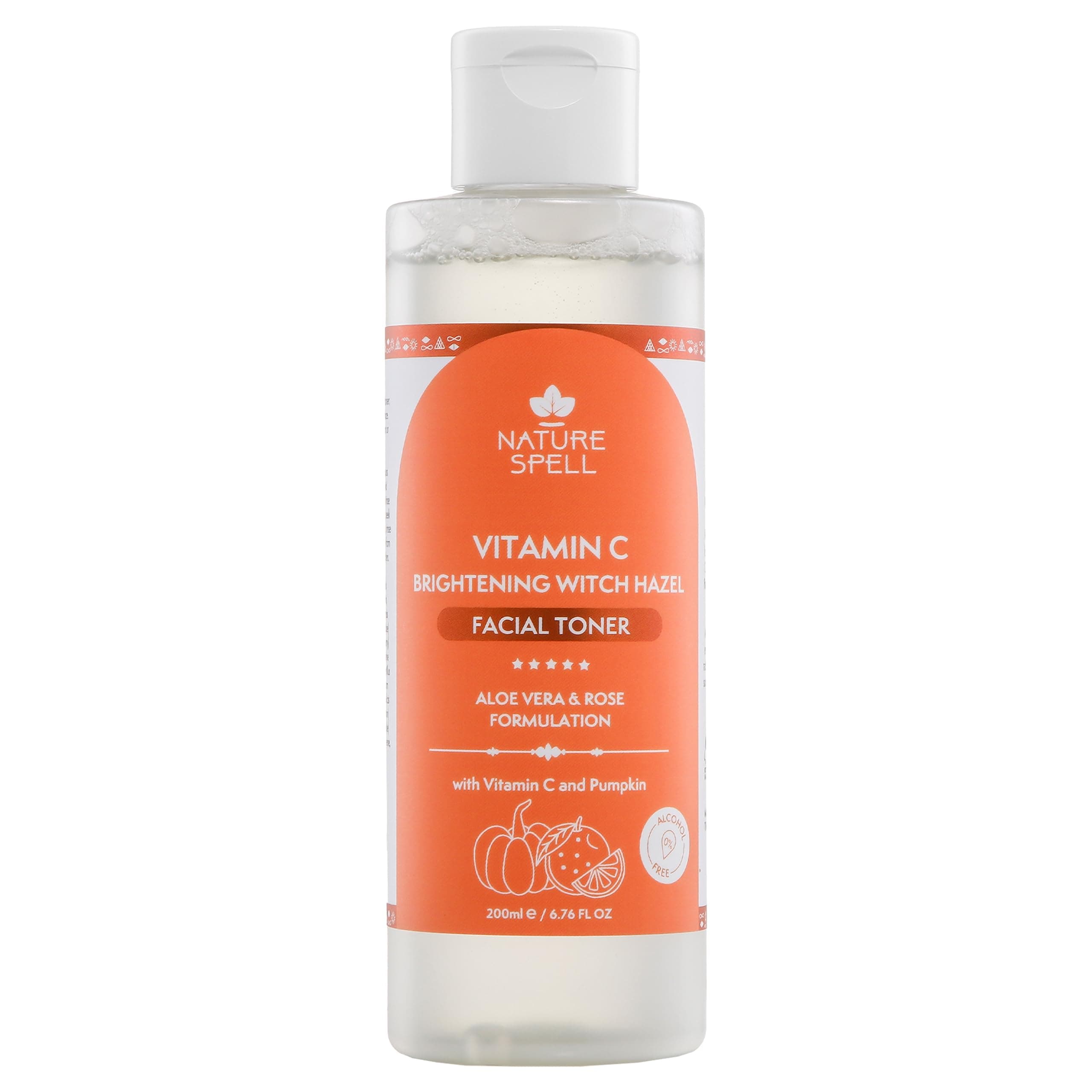 Vitamin C Face Toner with Witch Hazel, Soothing & Hydrating, Brightening & Pore-Tightening, Infused with Aloe Vera & Rose Water, Alcohol-Free, Vegan Skincare, 200ml