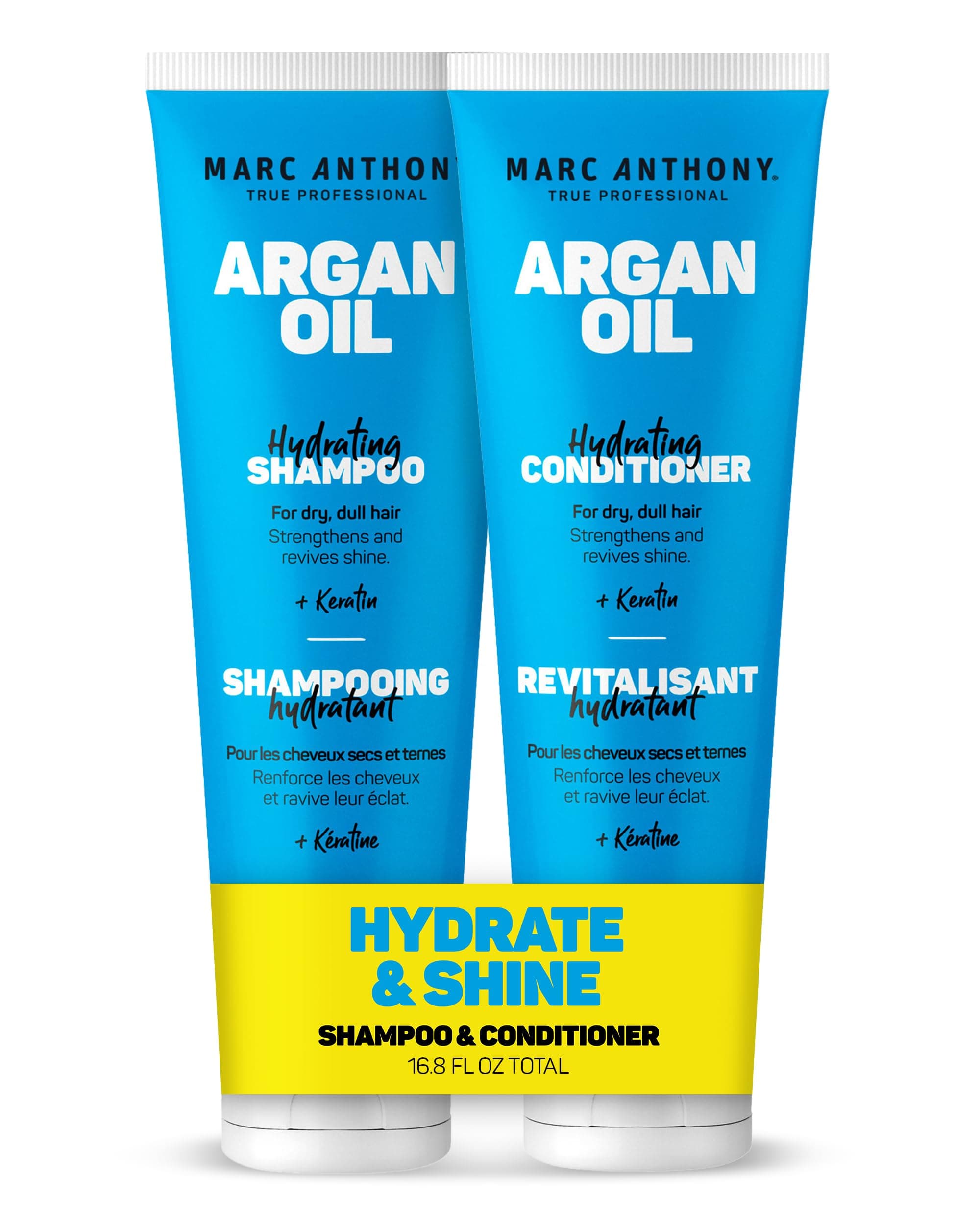 Marc Anthony Argan Oil Shampoo & Conditioner Set with Keratin - Moisturizing & Hydrating for Dry, Dull Hair - Repairs, Strengthens & Revives Shine with Nourishing Argan Oil of Morrocco - Sulfate Free