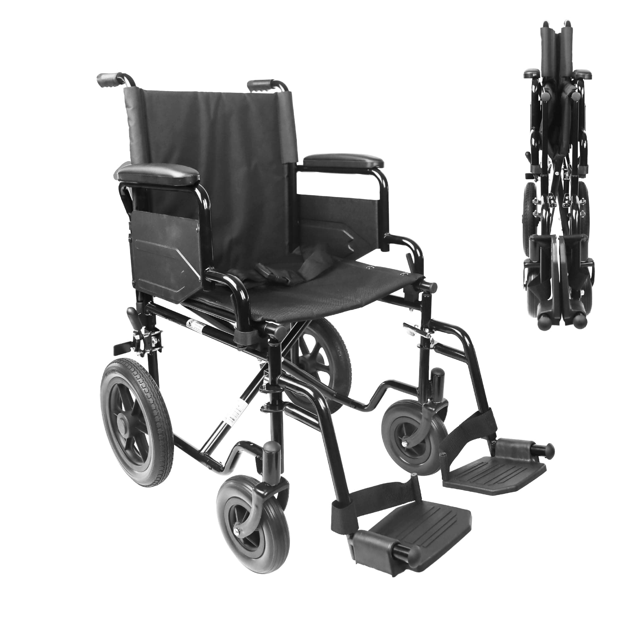 PEPE Mobility Folding Wheelchair Lightweight Transfer Wheelchair (Strong Steel Frame) Disabled Chair Adult Steel Transit