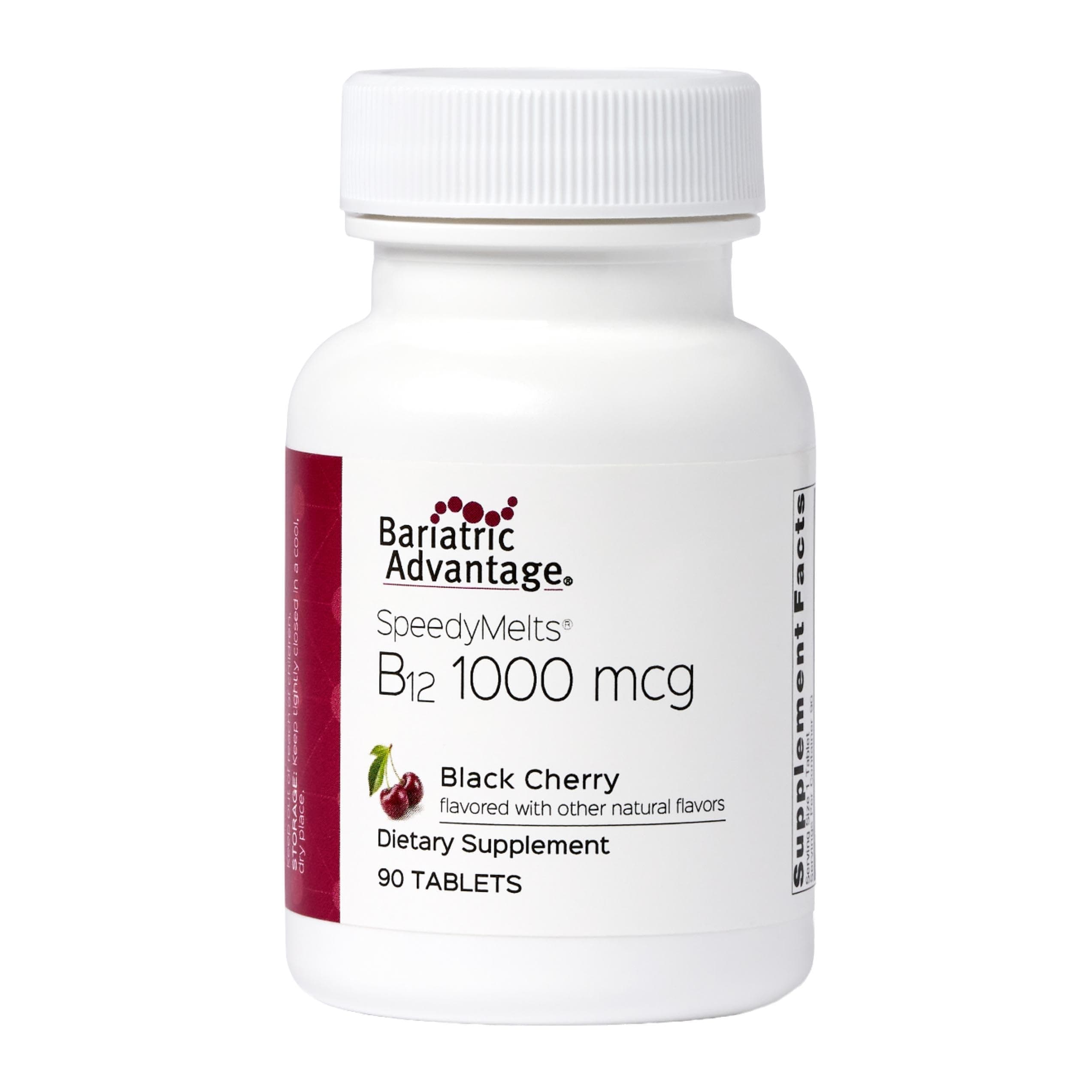 Bariatric Advantage B-12 Speedy Melts, Vitamin B12 1000 mcg Supplement, Fast Melting with 200 mcg of Folic Acid for Nutritional Support - Black Cherry, 90 Count