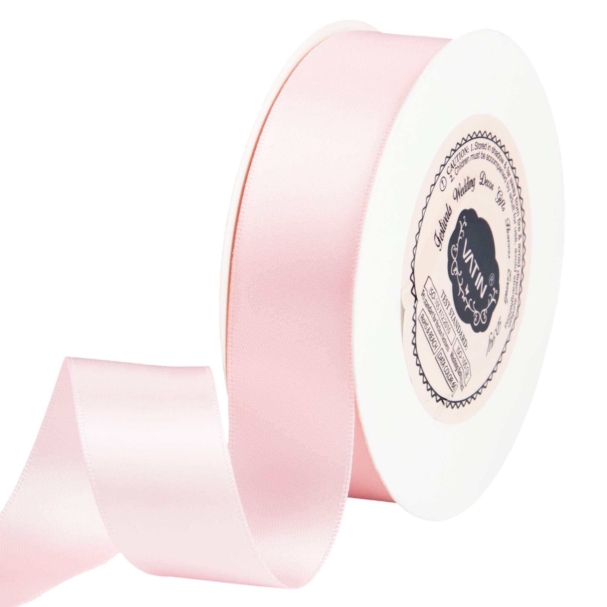 VATIN Double Face Light Pink Satin Ribbon 1" Continuous 25 Yards,Pink Polyester Fabric Ribbon use for Bows Bouquet, Gift Wrapping, Floral Arrangement Wedding Decoration