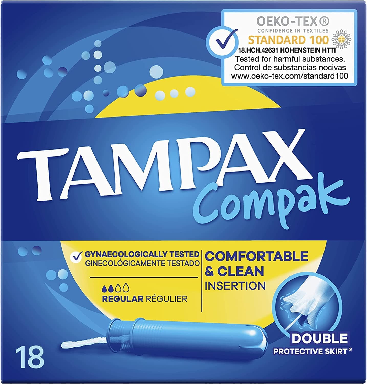 Compak Tampons, Super Plus with Applicator, 18 Swabs, Leak and Discretion Protection, Absorption Channels