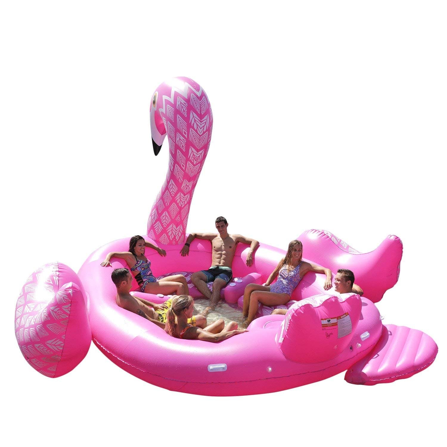 6-Person Inflatable Party Island Pink Party Bird Giant Flamingo Float