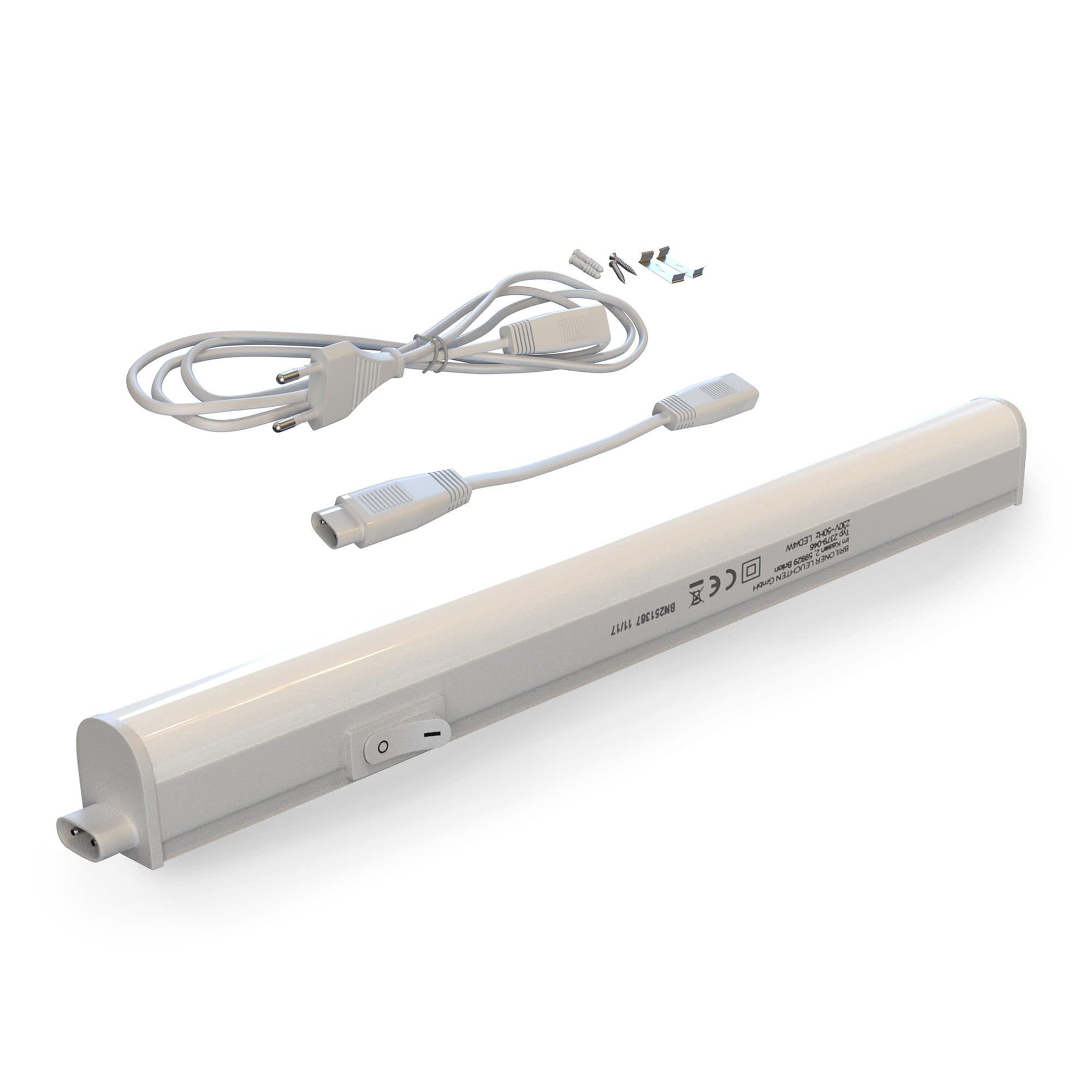 BrilonerLeuchten LED Under-Unit Light, 10 W, 1100 Lumens, 87.5 cm, Non-Glare, Bright Undermount Light with On/Off Switch, 1 m Power Cable with Plug, Mounting Accessories, White