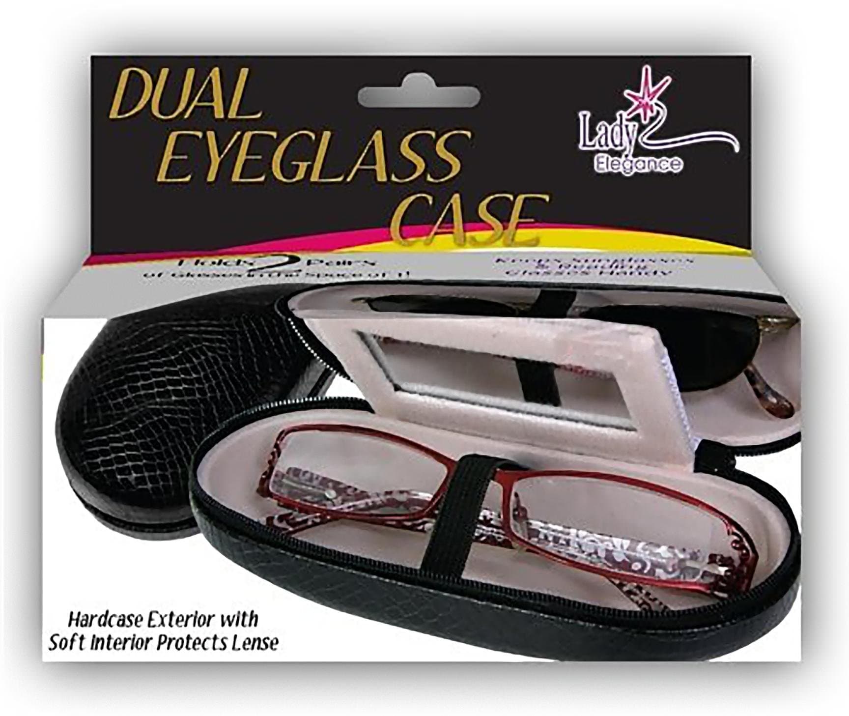 Lady Elegance Dual Eyeglass Case- Black