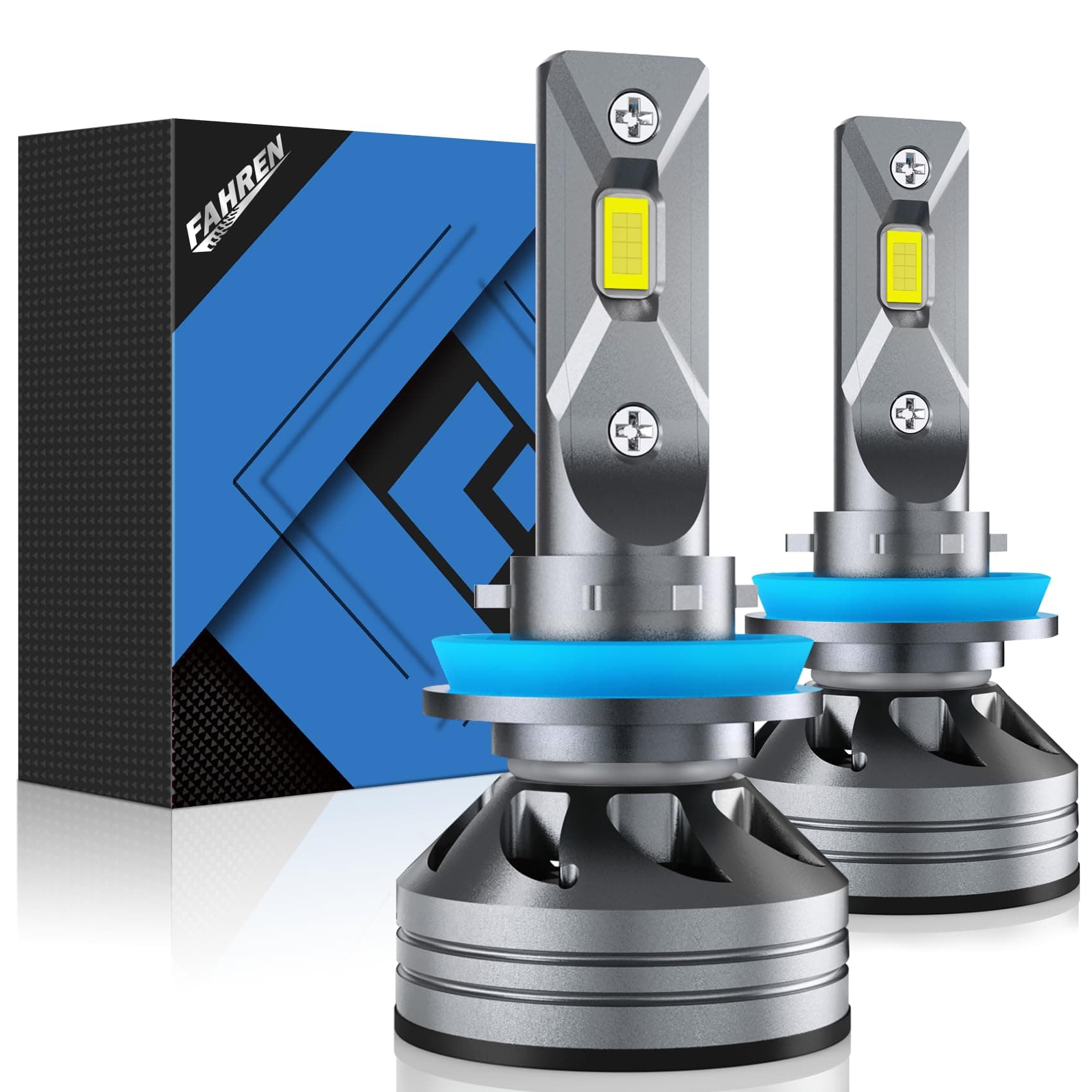 FAHREN H11/H8/H9 電球 40000LM 超高輝度 6500K クールホワイト H11フォグライト電球 IP68防水 ランニングボードライトアセンブリ 2個パック