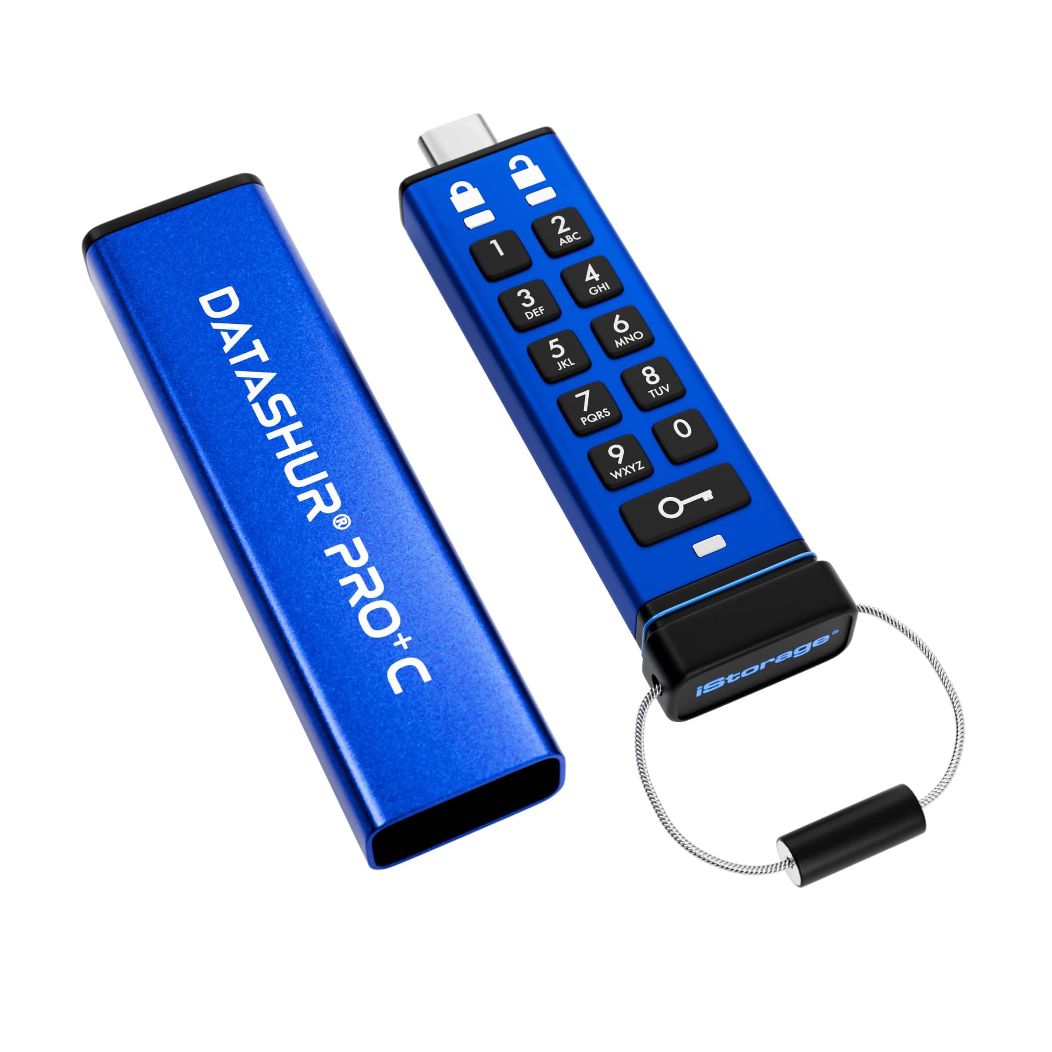 iStorage datAshur PRO+C 128GB | Secure USB Type-C Memory Stick | FIPS 140-3 Level 3 Certified | PIN Protected | Type C-A Adapter Included.