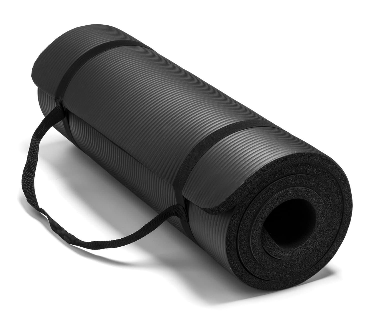 MESIKA Premium Comfort Foam All-Purpose 10 MM Extra Thick Yoga Mat + Carrying Strap (BLACK)