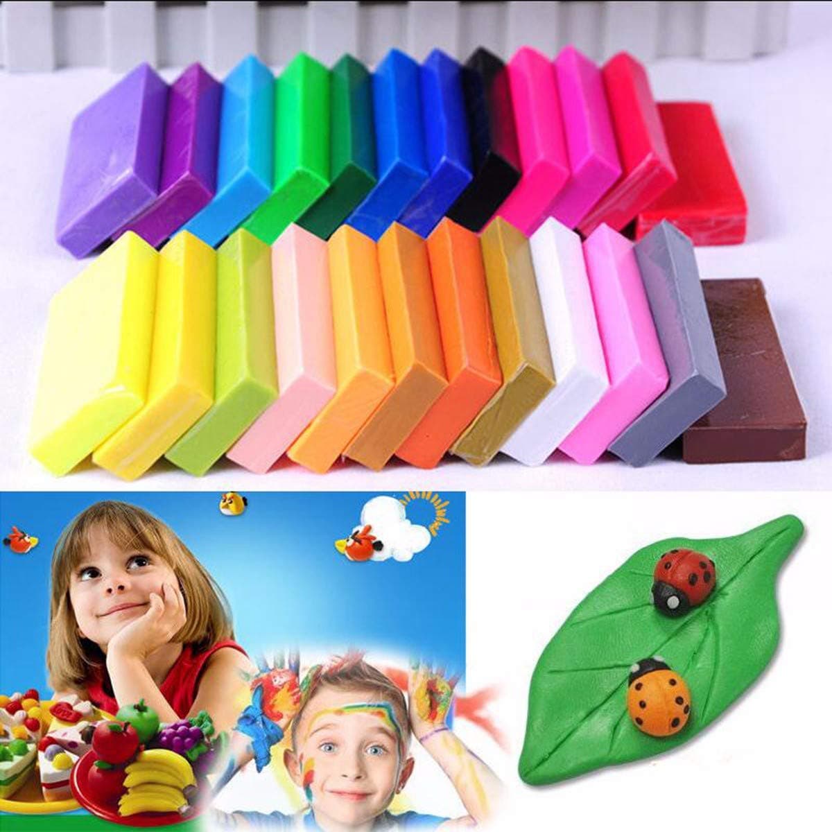 36 Colors Polymer Clay, Oven Bake Modelling Clay Blocks DIY Colored Clay Kits for Kids with Tools, Accessories, Tutorials and Storage Box