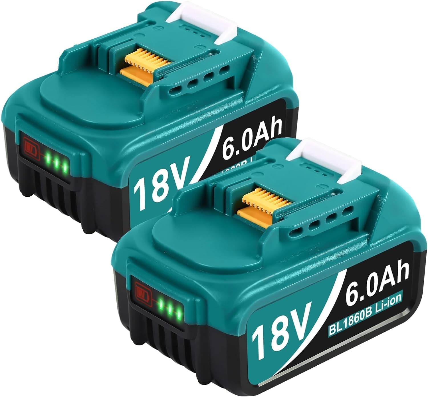 Battery for Makita 18V Battery 6.0Ah, 2Pack Replacement Batteries Compatible with Makita 18 Volts Battery BL1860 BL1820 1830B 1840B 1850B, Fit with Original Makita 18V Battery Chargers