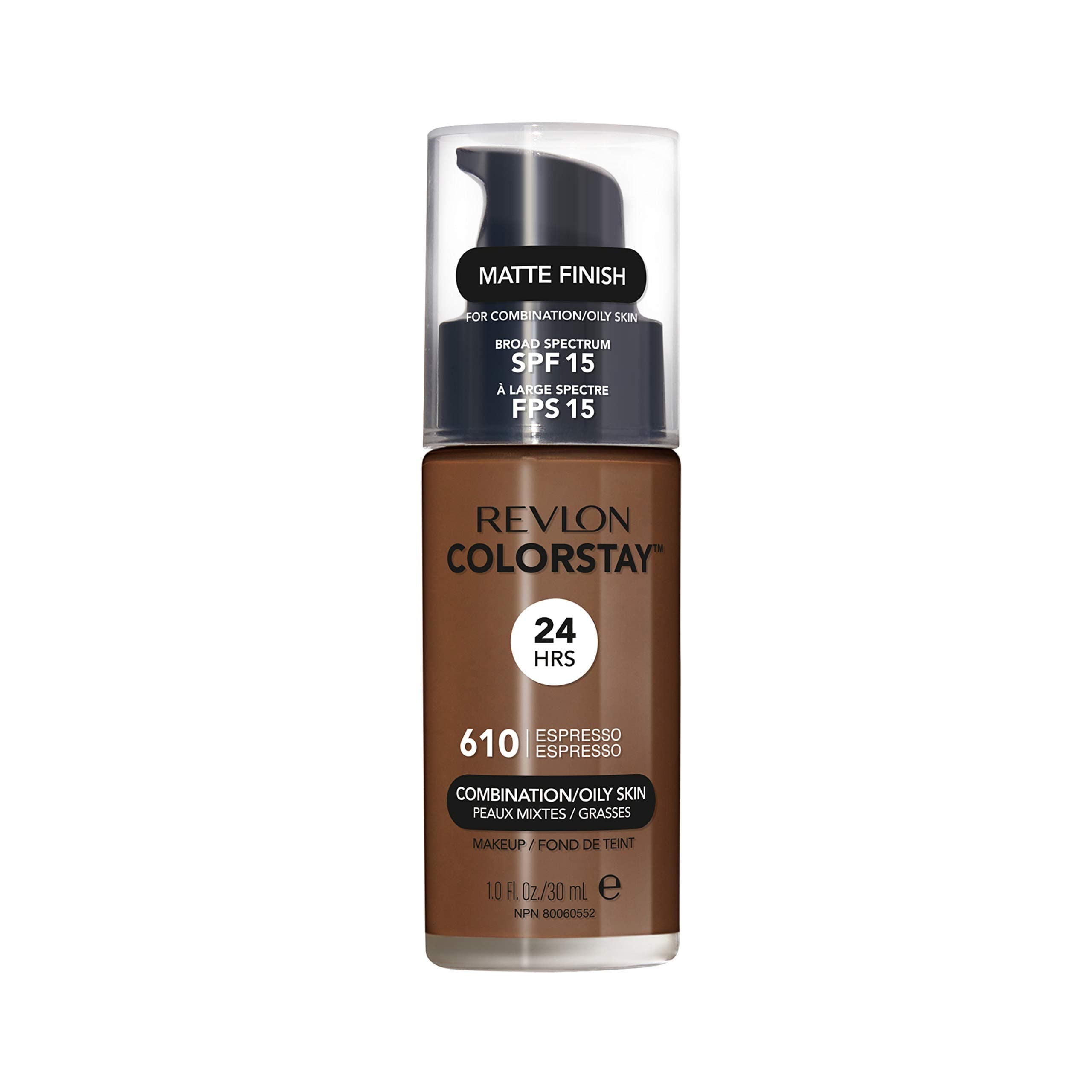 Revlon Colorstay Liquid Foundation Makeup for Combination/Oily Skin SPF 15, Longwear Medium-Full Coverage with Matte Finish, Espresso (610), 30 ml