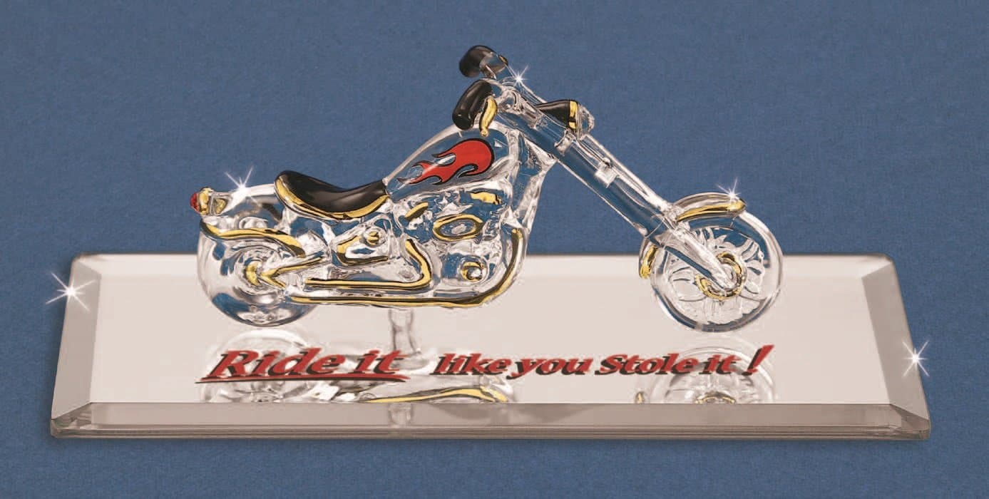 Motorcycle Chopper, Ride It Like You Stole It Glass Figurine