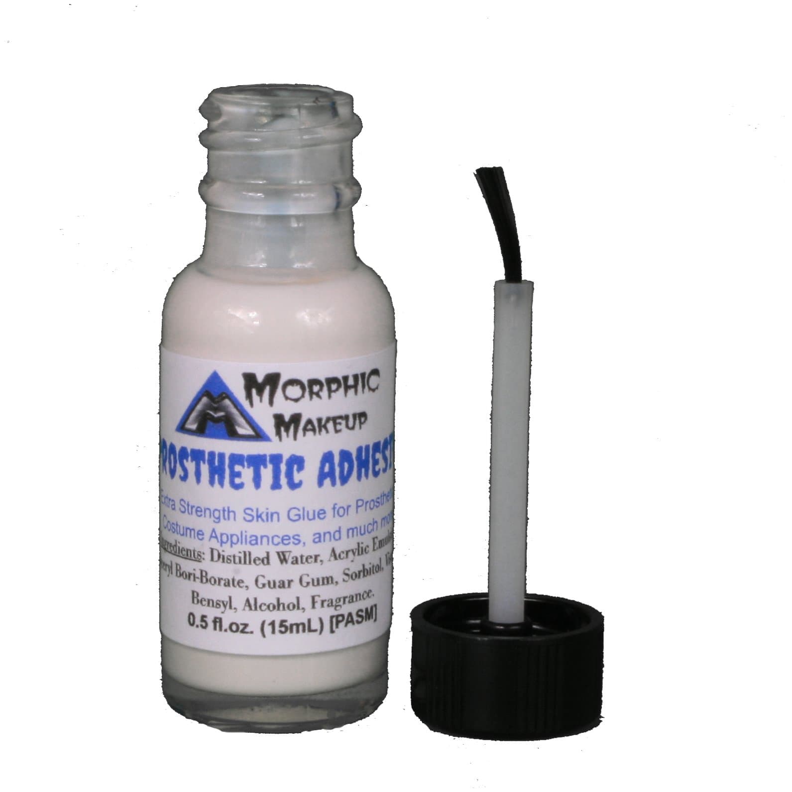 Prosthetic Adhesive 1/2 oz (15mL) Skin Safe Latex Glue for attaching costume appliances or prosthetics to your skin by Morphic Professional Makeup