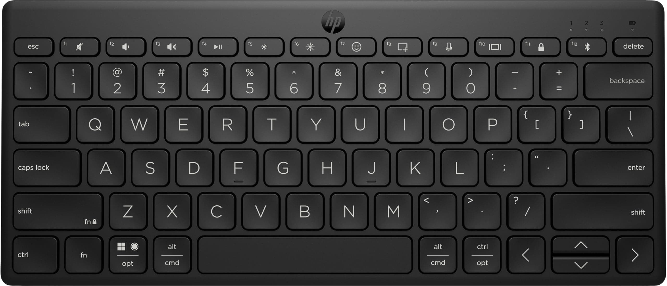 HP 350 Compact Bluetooth Keyboard | Connect up to 3 devices via Bluetooth 5.2 | Multi-OS with SMART shortcuts | Dictation and emoji keys | 2 years battery | Made from 60% recycled materials | Black