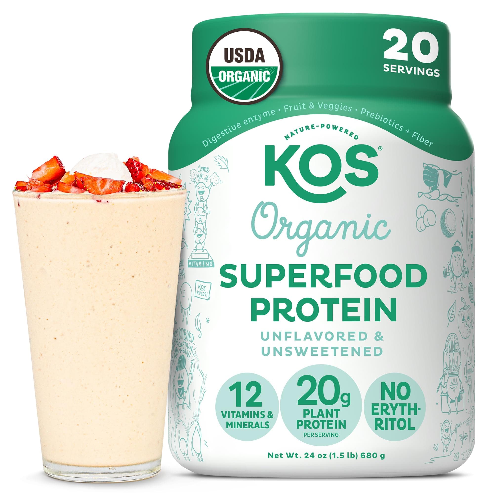 Dairy Free Protein Powder - Unsweetened, Unflavored Vegan Protein Powder - Organic, Keto, Meal Replacement - 1.5 Pounds