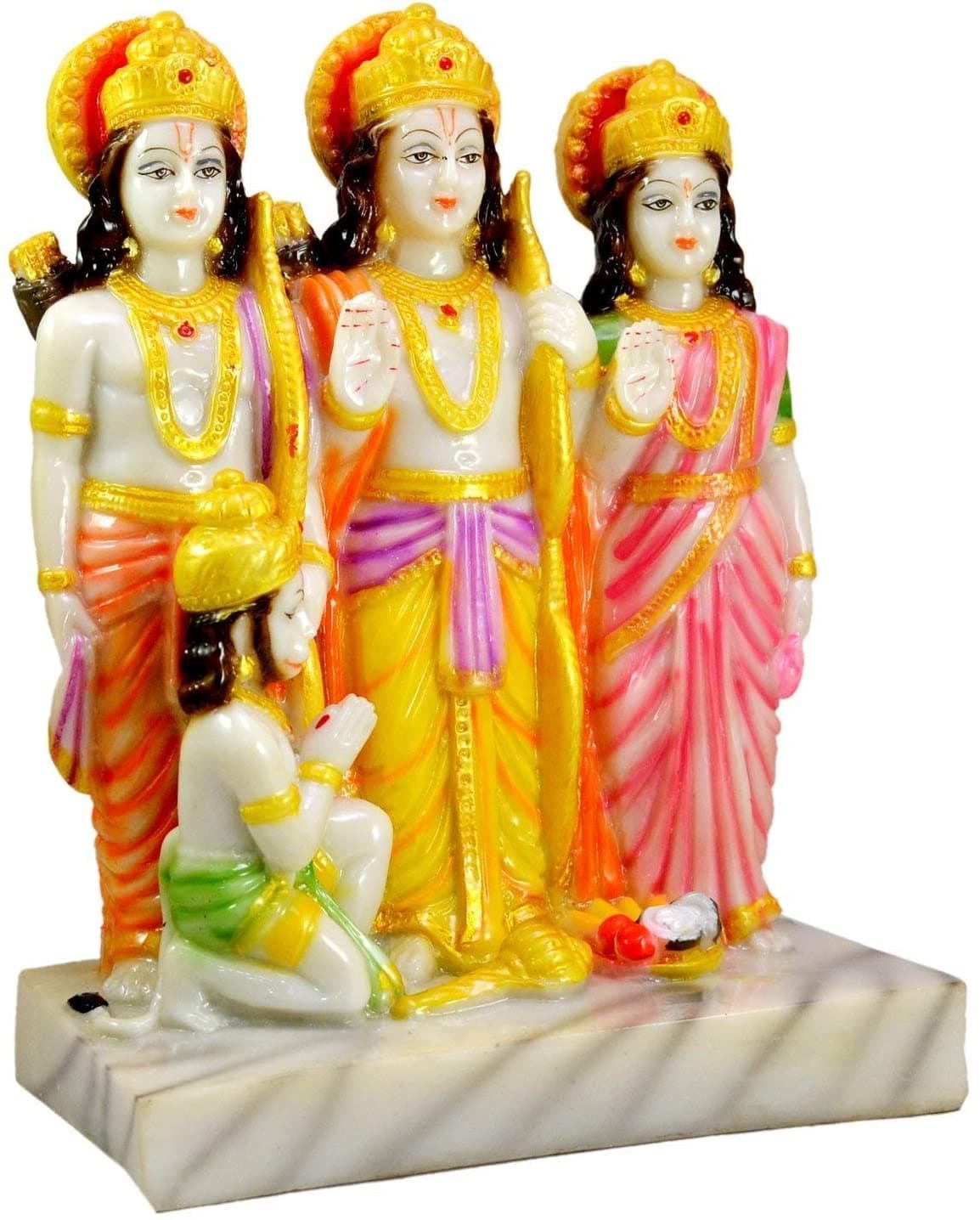 Antique Marble Look Ram Darbar Statue Idol for Pooja Room Office Temple (Height : 7-8 Inches)