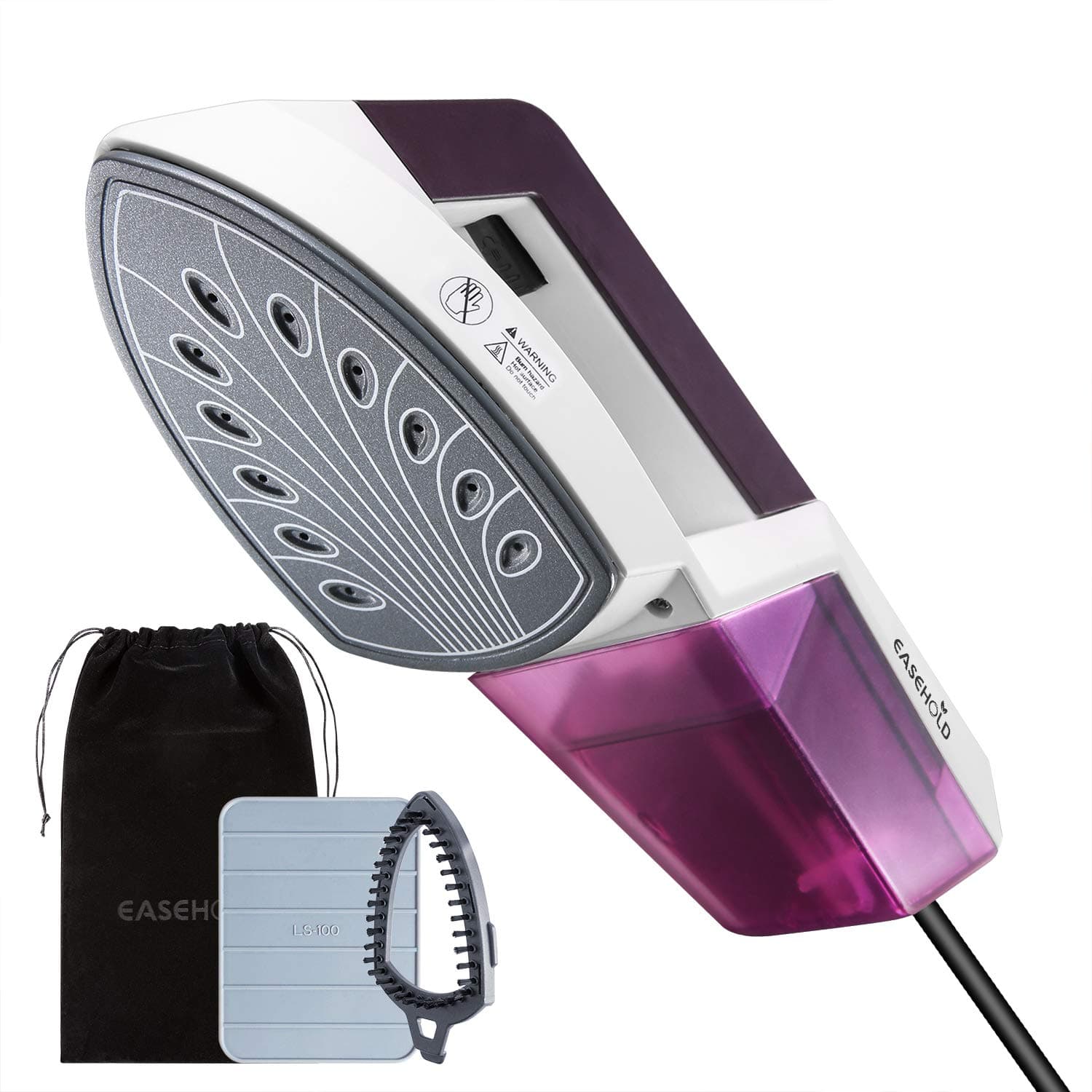 EASEHOLD Handheld Clothes Steamer Garment Steamer 2 in 1 Flat and Vertical Steamer Iron Burning-proof (Purple and White)