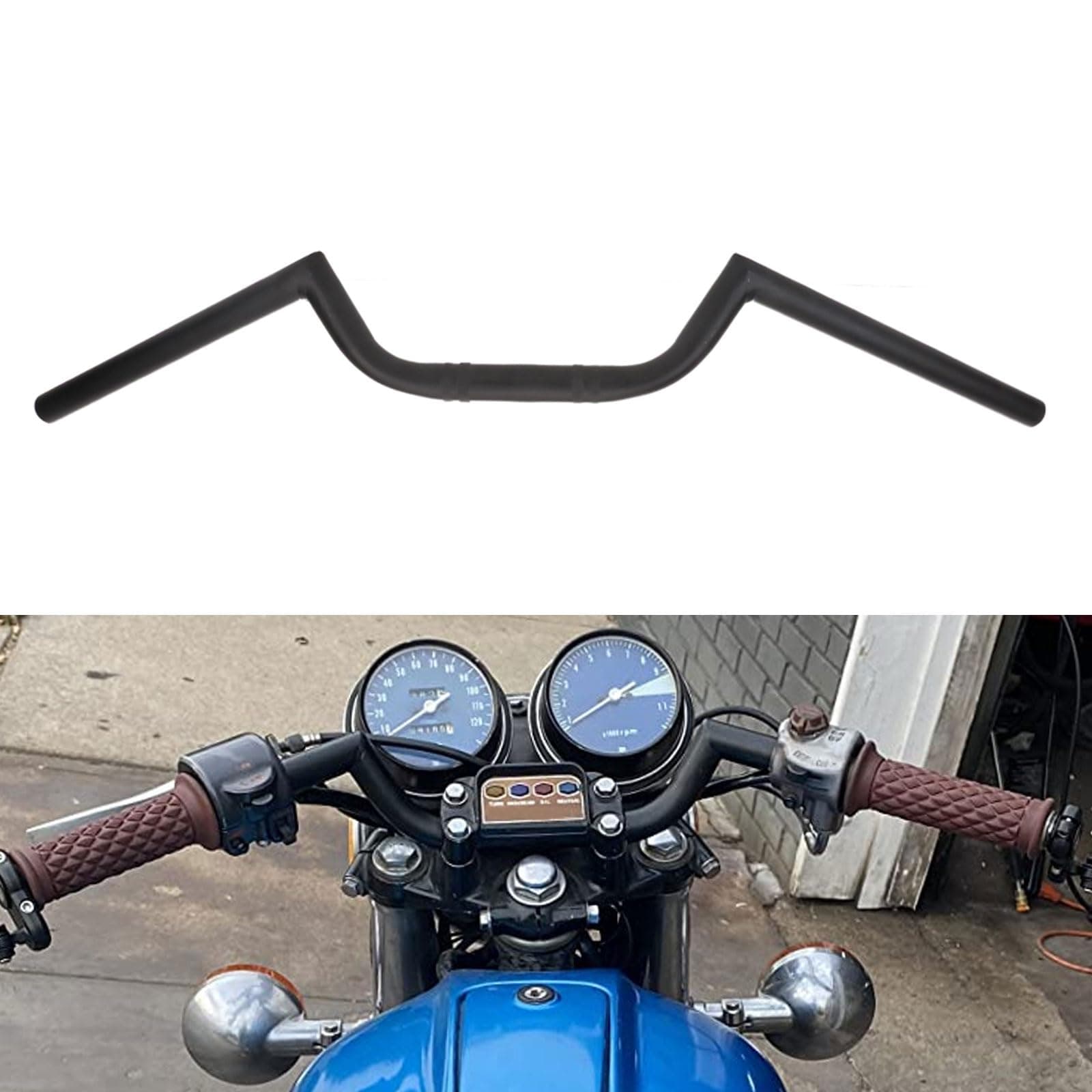 AnXin Motorcycle 7/8" Handlebar Cafe Racer Ace Clubman Style Handlebars 22MM Universal For Bobber Custom Application Black