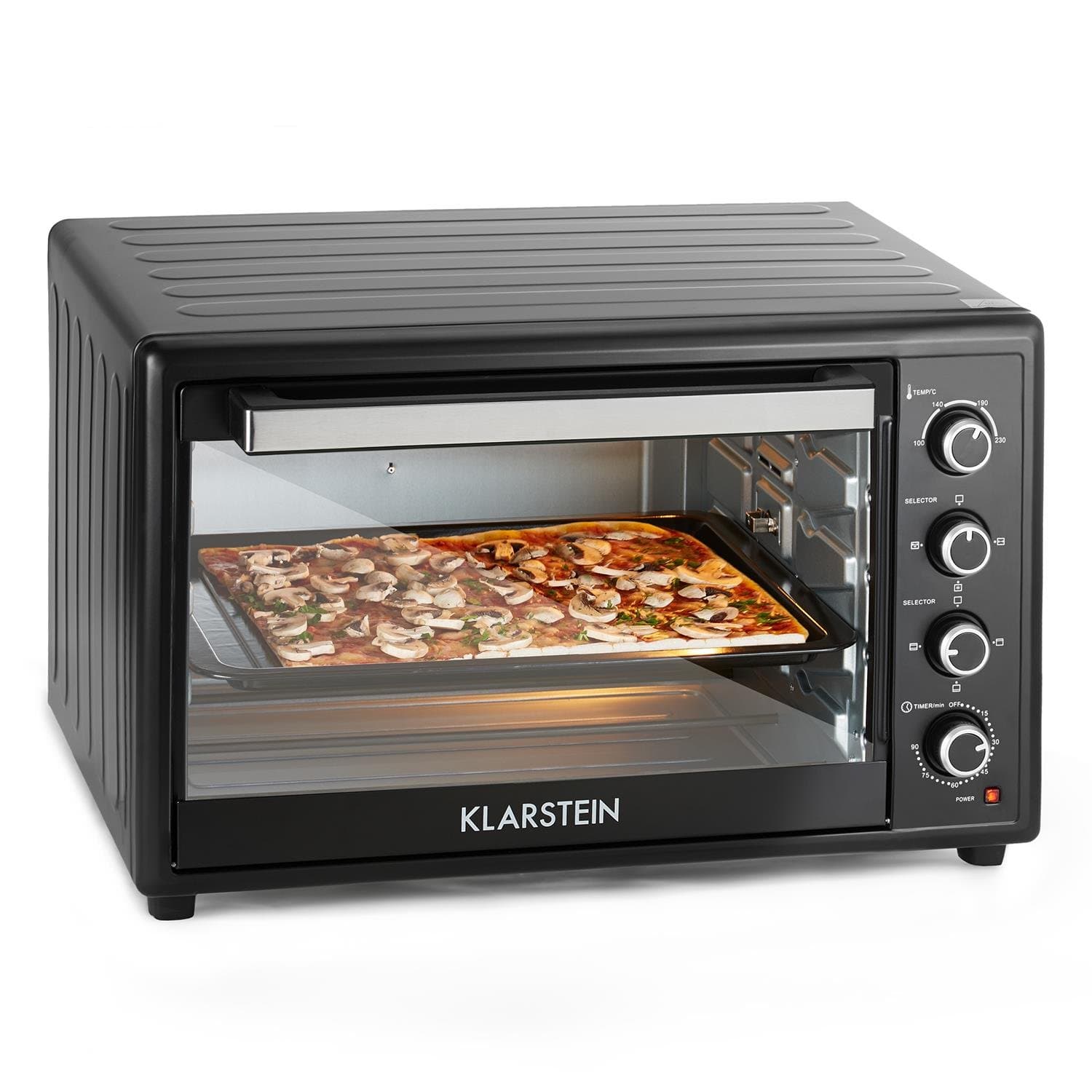 Klarstein Masterchef XL - Electric Oven, Rotating Spit, 100L, 2700W, 4 Heating Elements, Temperature: Stepless 100-230 ° C, Top/Bottom Heat, Stainless Steel, Illuminated, Timer, Black