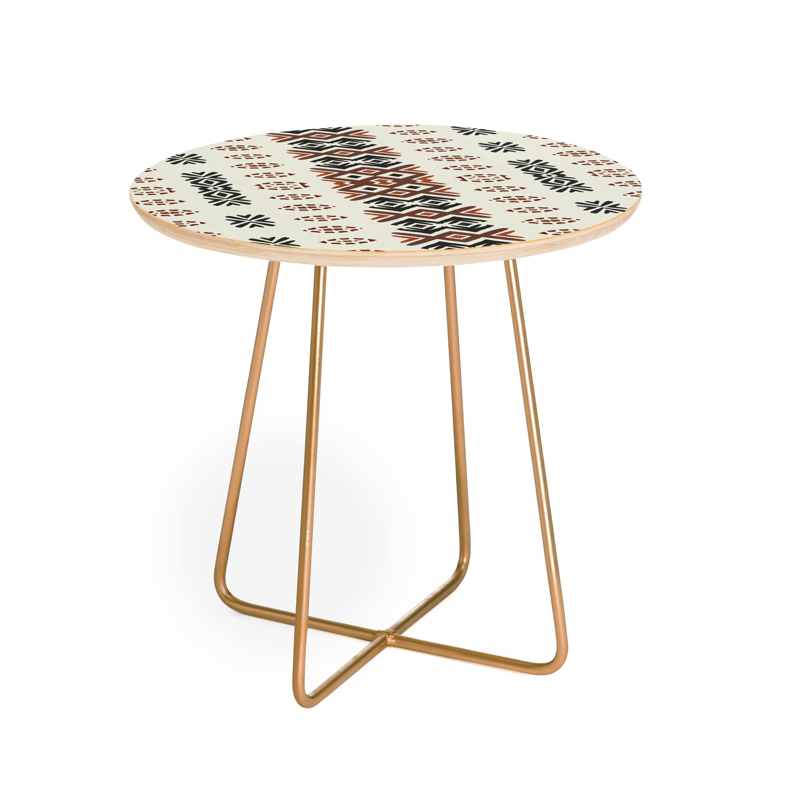 Deny Designs Side Table, Birch, Sheila Wenzel-Ganny Western Tribal Geo, Gold, 20" x 19"