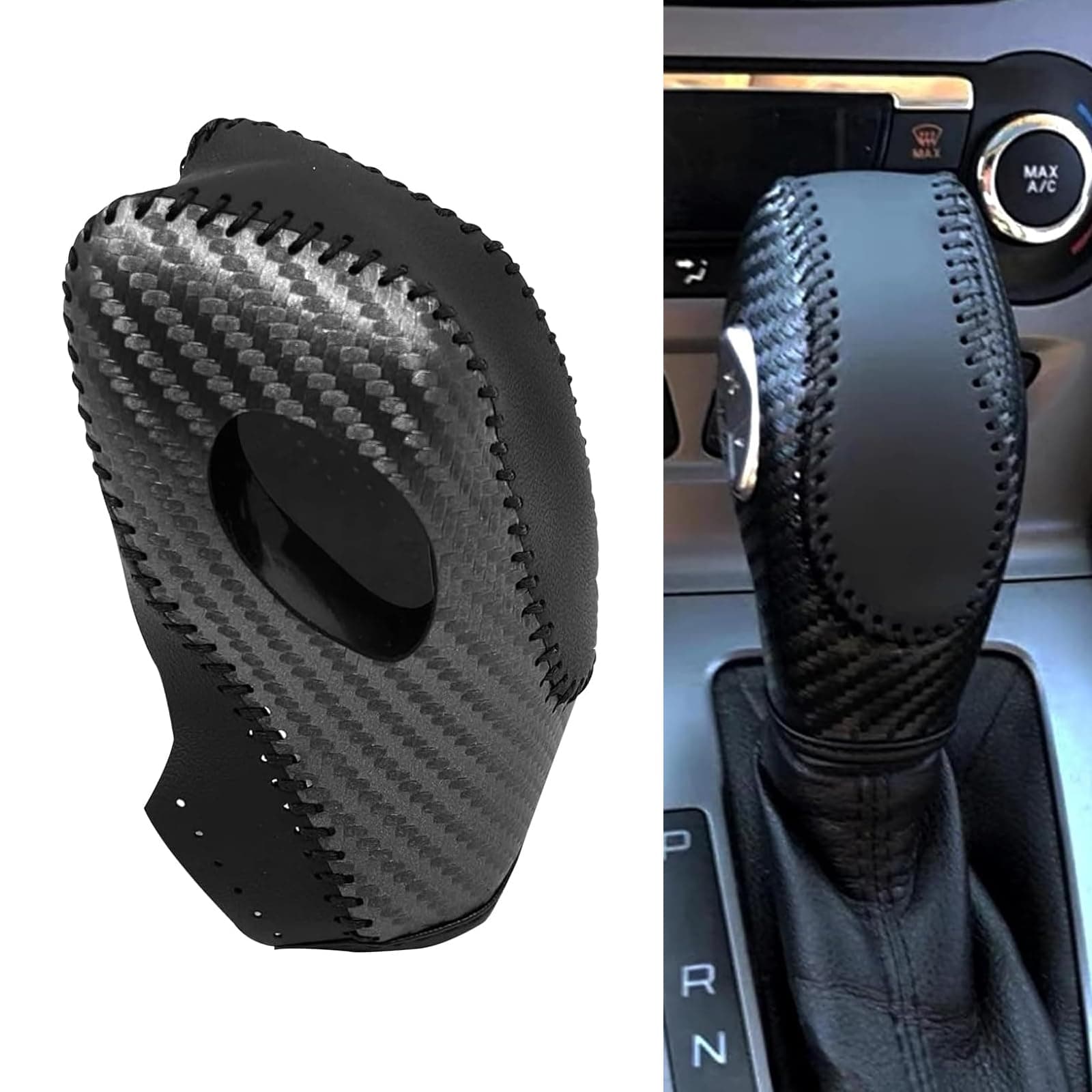 Pack-1 Car Gear Shift Knob Cover, Shift Knob Protector, Durable Automobile Interior Accessories, Compatible with Ford Mondeo Escape Focus (Black)