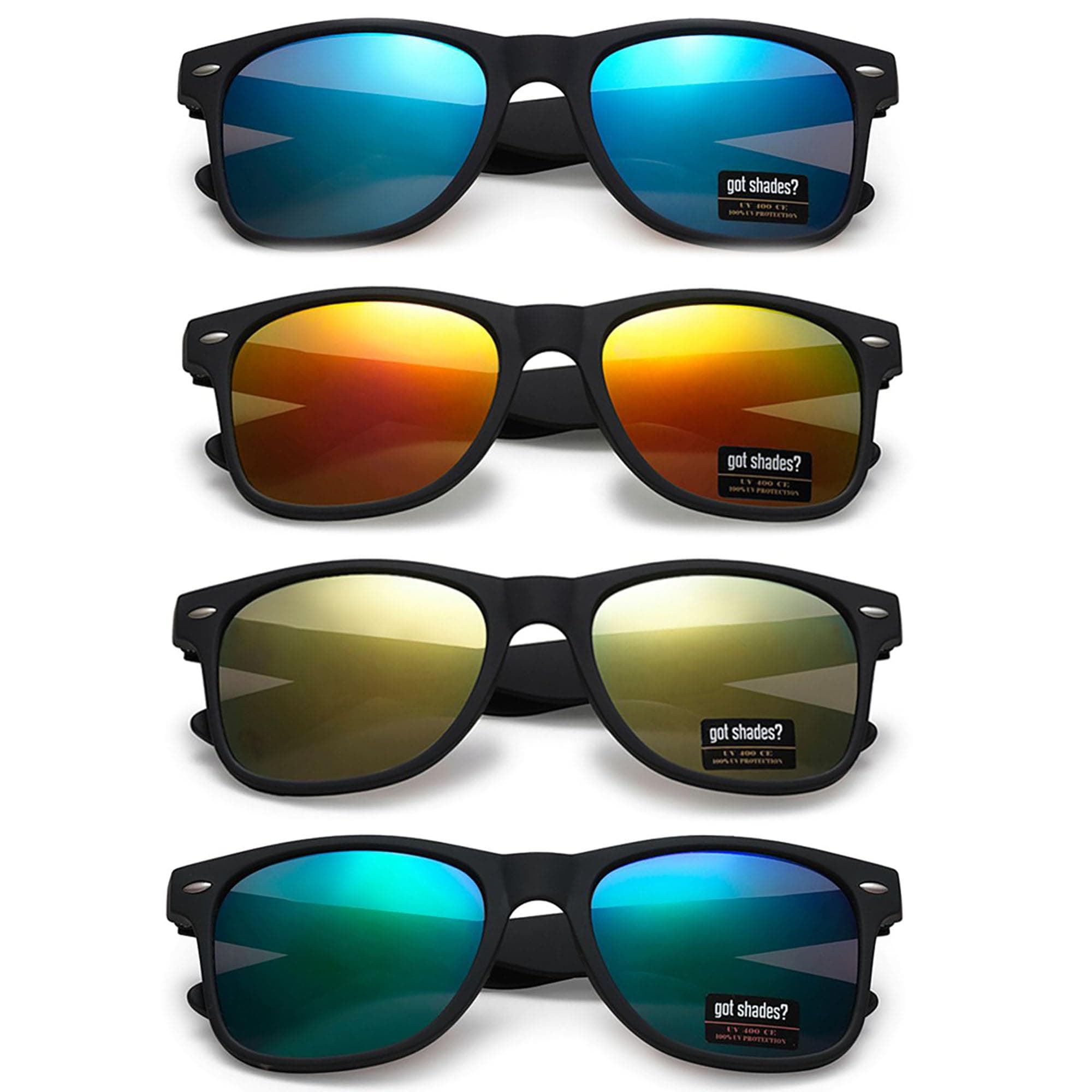 UV Protection Sunglasses Men & Women – Lightweight & Durable Unisex 80’s Retro Shades with Flexible Hinges, Bulk 4-Pack