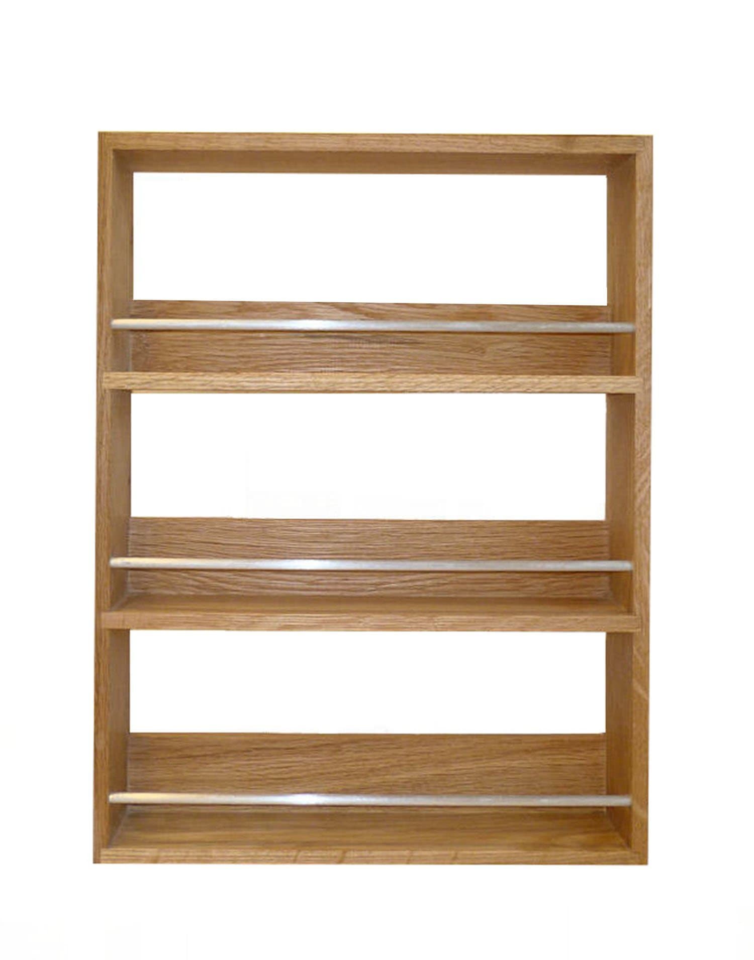 Solid Oak Spice Rack 3 Tier Up To 24 Jar Capacity