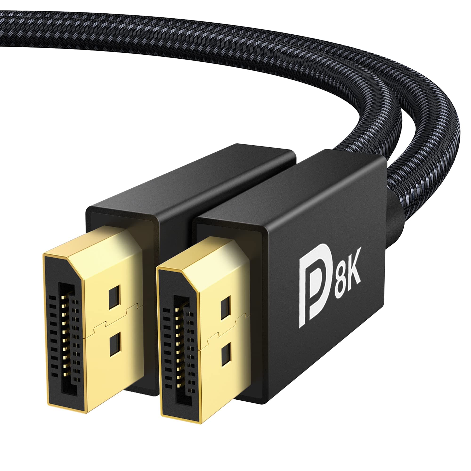 IVANKY DisplayPort Cable 1.4, 8K DP Cable 6.6ft [8K-60Hz, 4K-144Hz, 1080P-240Hz], Support HBR3, 32.4Gbps, HDCP 2.2, HDR, Compatible for Gaming Monitor, TV, PC, Laptop and More IVANKY-DD01P (Black)