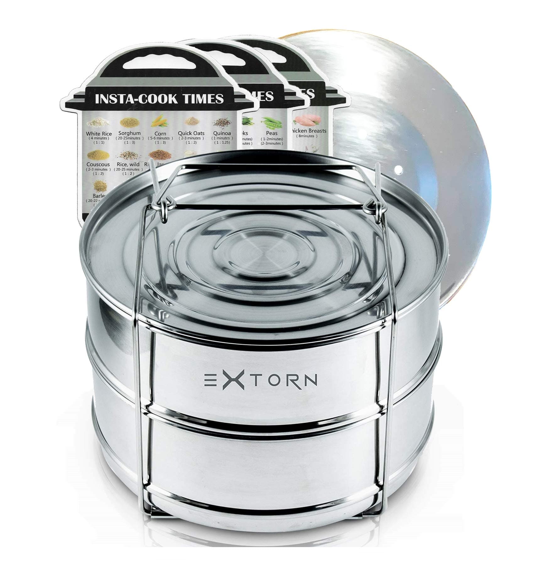 Stackable Steamer Insert Pans For Instant Pot 6 Qt/8 Qt/5 Qt Electric Pressure Cooker Accessories Duo/Multi/2-Tier Stainless Steel Pots In W/Sling Handle Cooking,Baking