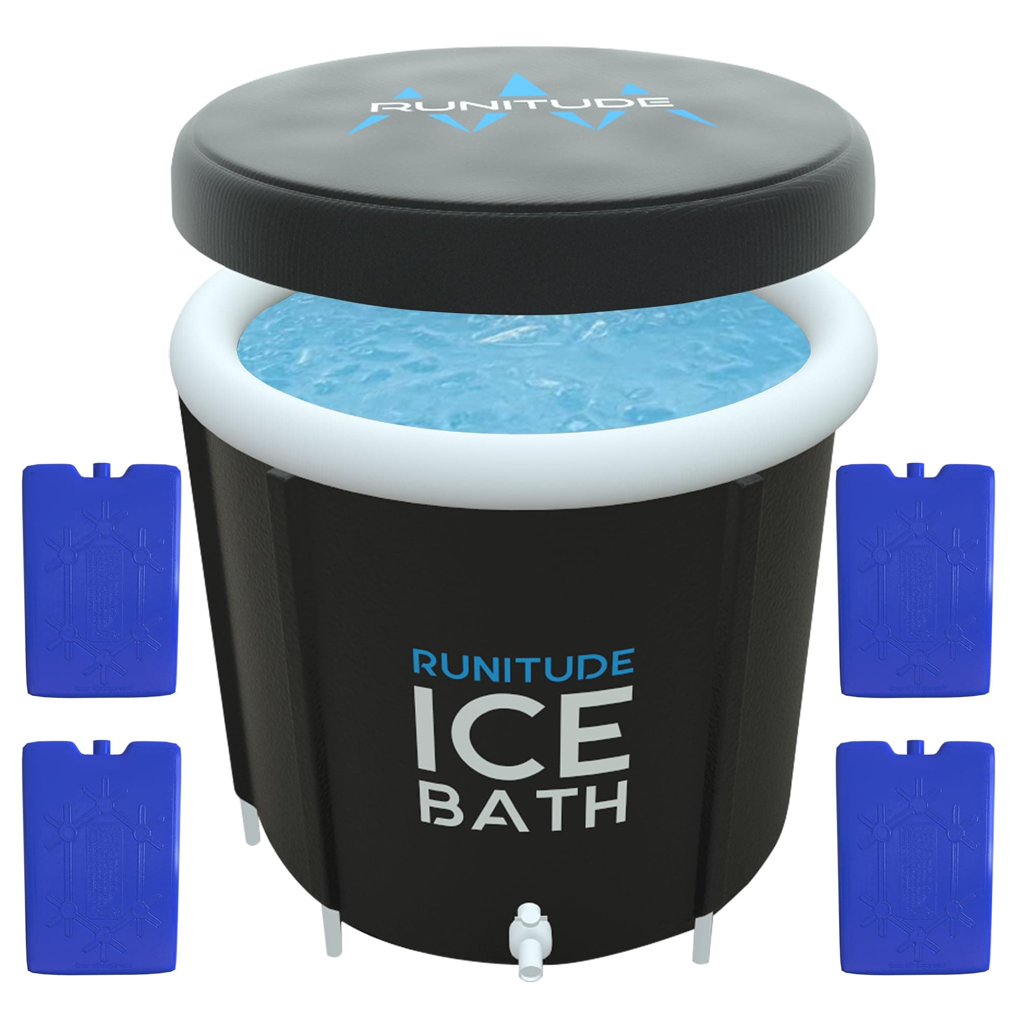 Ice Bath Tub | Cold Plunge Chiller for Athletes and Adults | Portable Recovery Pod | Icepod Pool Therapy Barrel | Including 4X Ice Packs & Cover