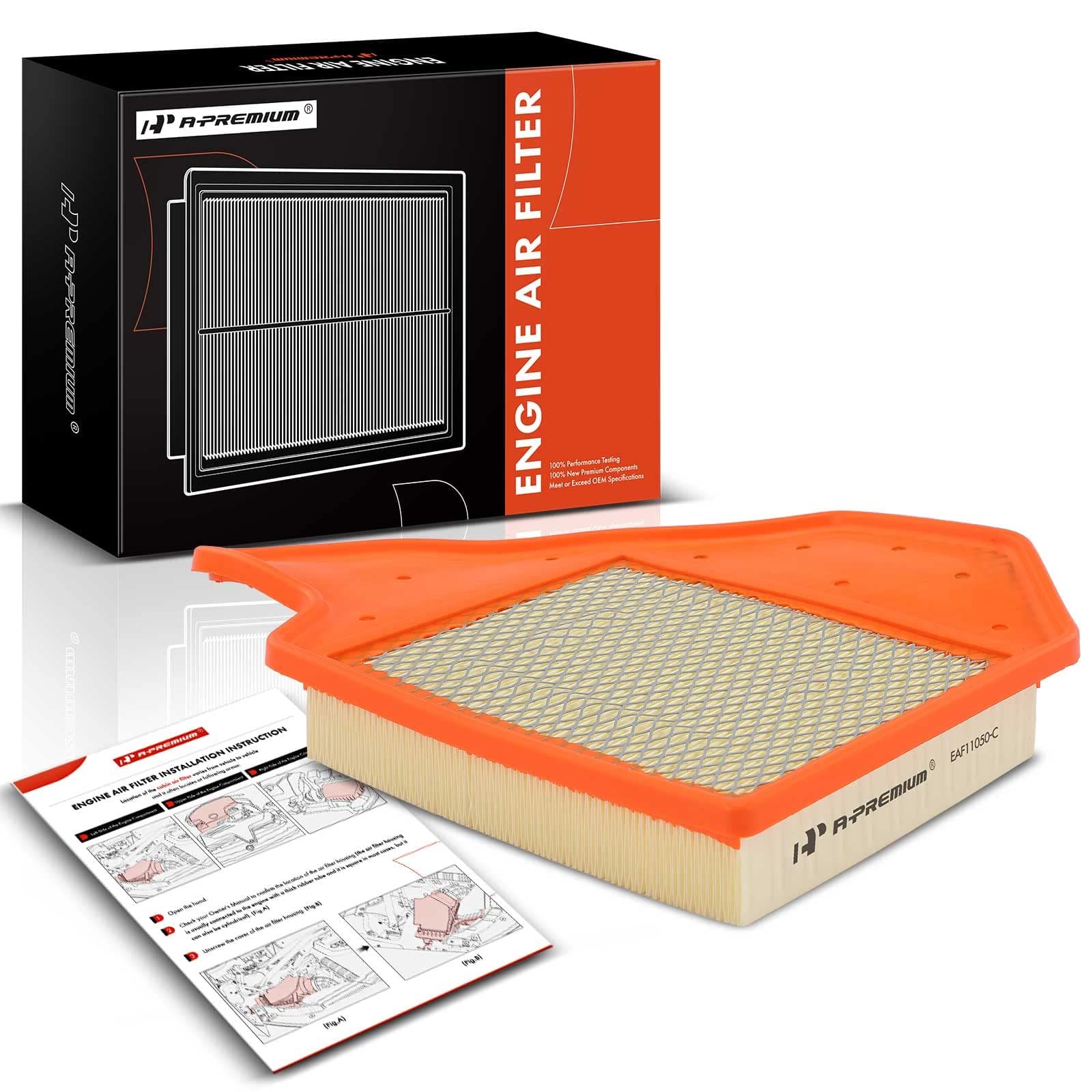 A-Premium Engine Air Filter Compatible with Chrysler Town & Country & Dodge Grand Caravan & Ram C/V & Volkswagen Routan, 2011-2020, Flexible Panel, Replace# CA11050, 4861737AA