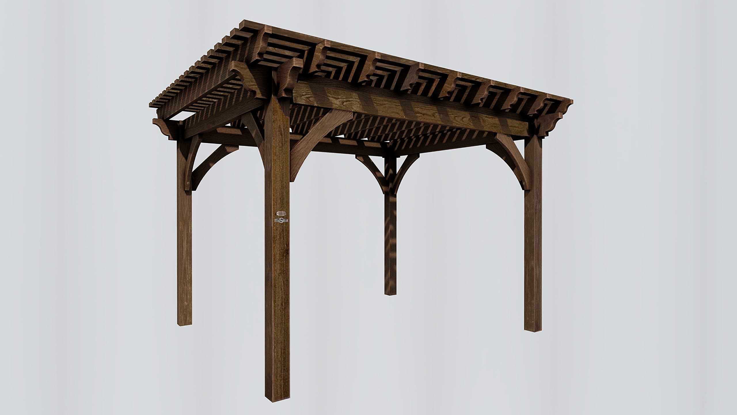 SHADESCAPE® - 12x14 Pergola - 6,000 Series Heavy Timber Kit - 6x6 Posts, 3x10 Beams, 2x8 Rafters, 2x4 Shade Planks, Wood Pergola by Western Timber Frame (Early American - Chocolate Brown Stain)