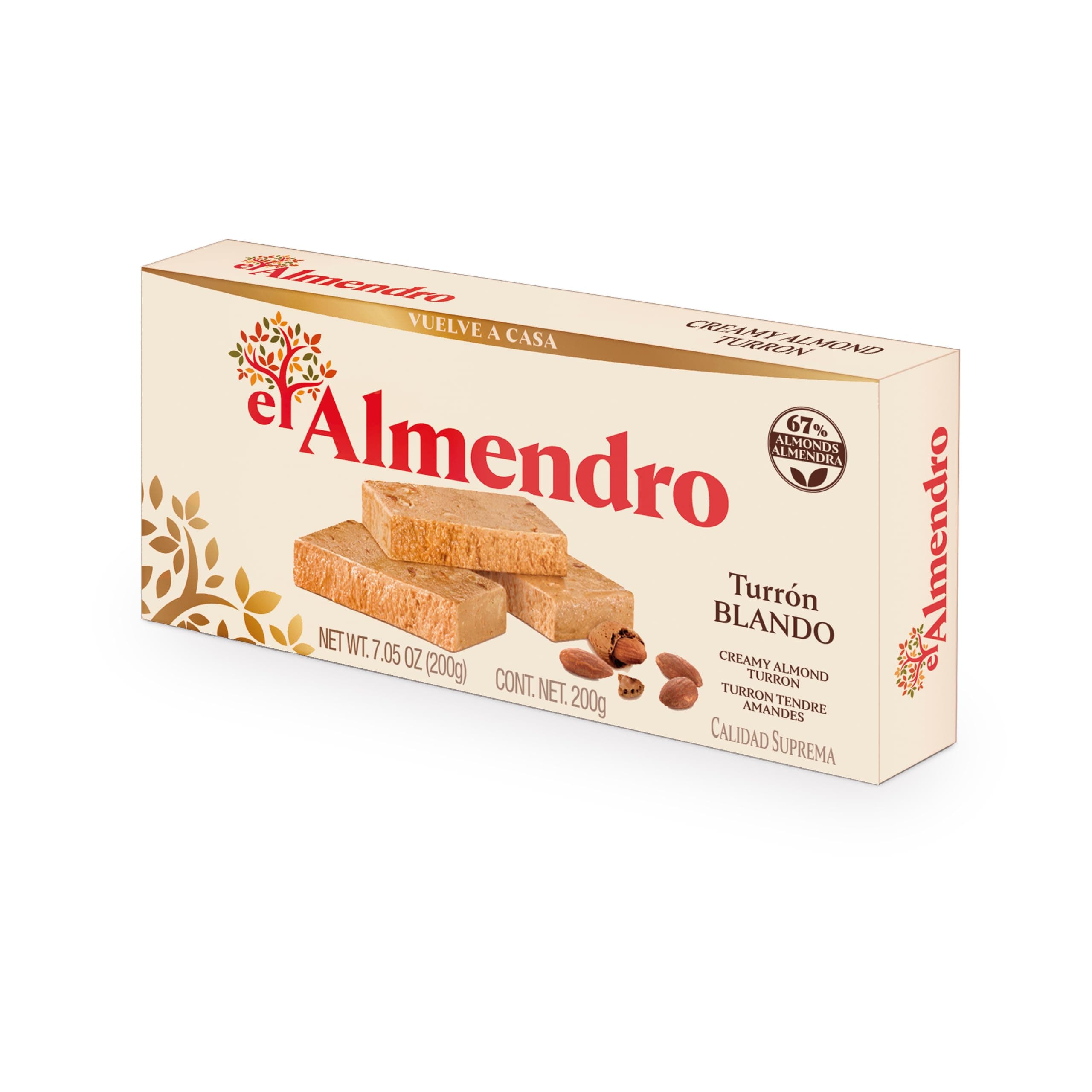 Turrones, Turron Blando Nougat Christmas Candy, Creamy Almond Torrone From Spain, Traditional & Authentic Spanish Holiday Dessert Candy, Gluten Free, 1 Box, 7.05 oz.
