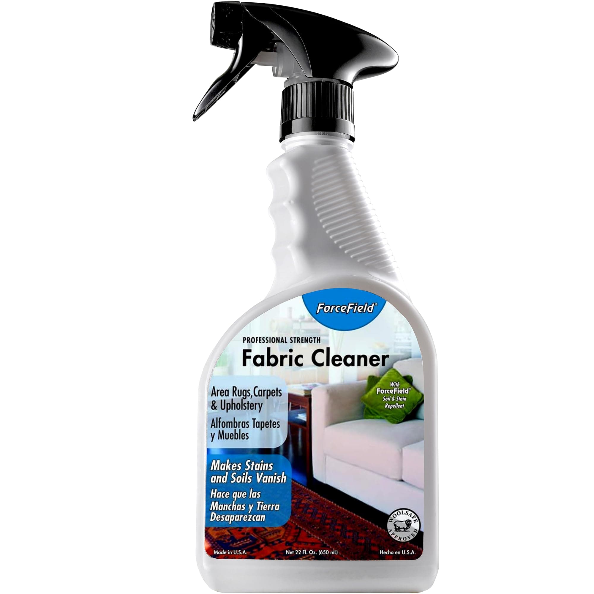 Fabric Cleaner Professional Strength, Deeply Penetrates Water Safe Fabric & Fibers of Upholstery, Clothing, Rugs & Carpeting - 22oz