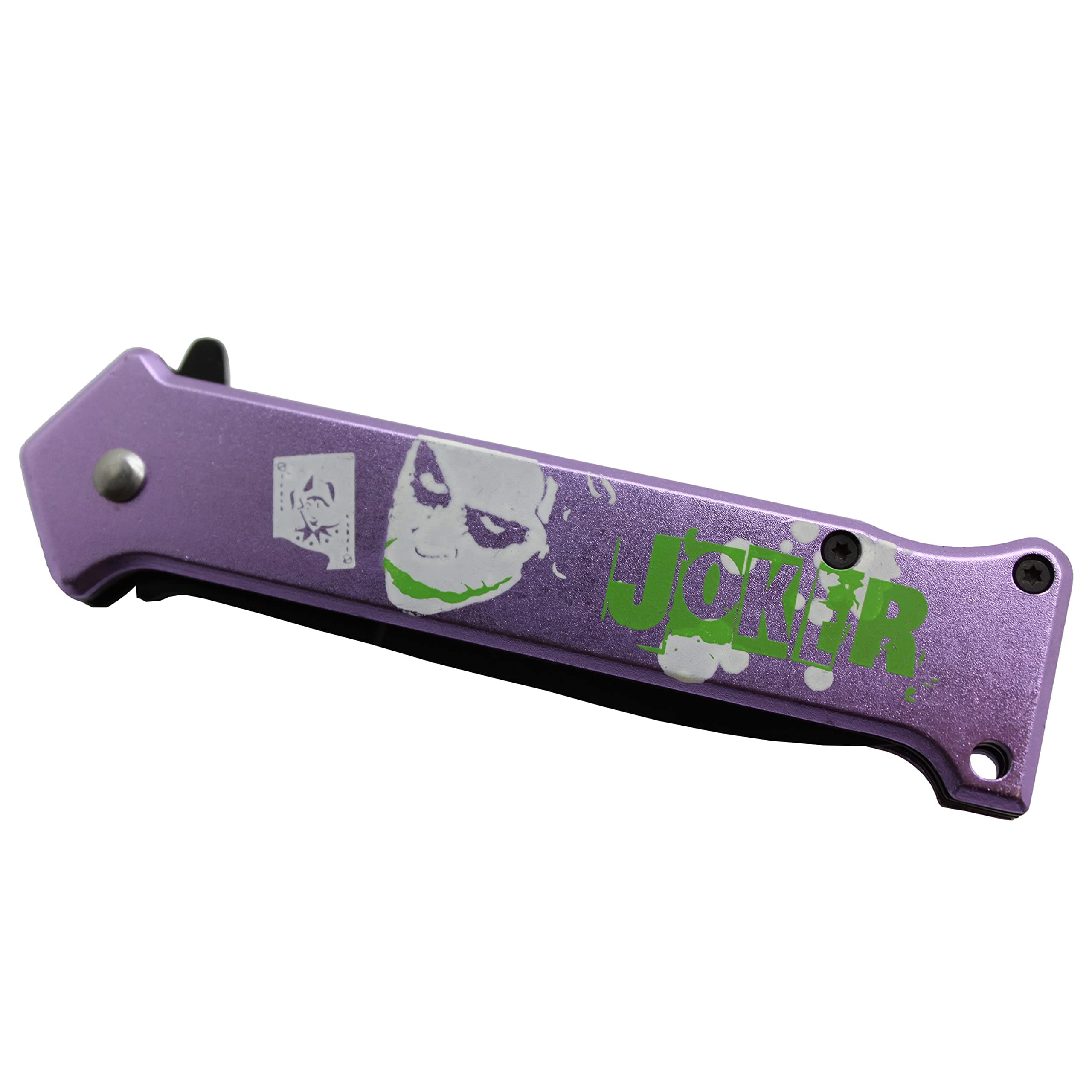 Joker Spring Assisted Opening Pocket Knife Why So Serious? with Belt Clip Tactical Batman Dark Knight 4 Variations (Purple)