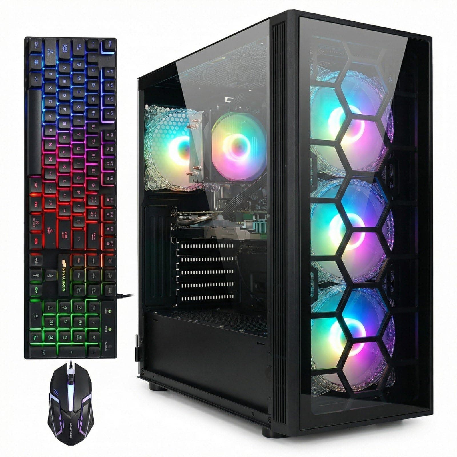 Gaming PC Computer Desktop, Intel Core i7 up to 3.9G, GeForce GTX 1660 Super 6G, 32G RAM, 1T SSD, WiFi, BT 5.0, RGB Fan x4, Windows 11 Home
