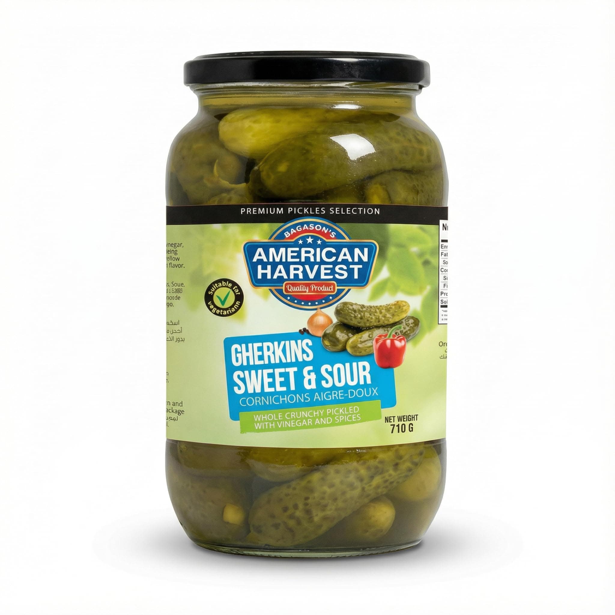 American Harvest Whole Dill Pickle Gherkins | Sweet & Sour Length 6-9cm | 710g