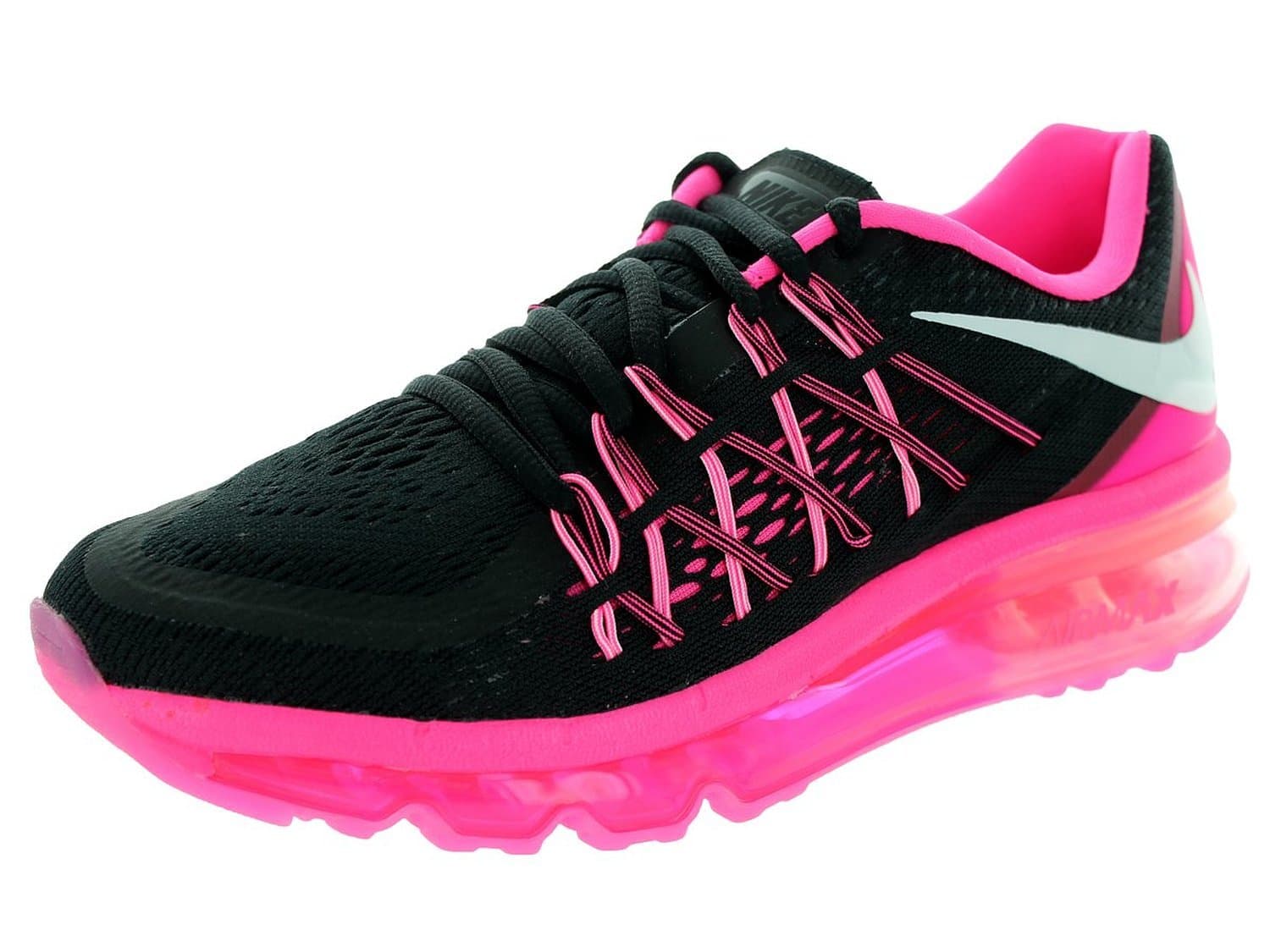 Nike Kid's Air Max 2015 (GS) Black/White/Pnk Pow/Mtllc SLvr Running Shoe 5 Kids US