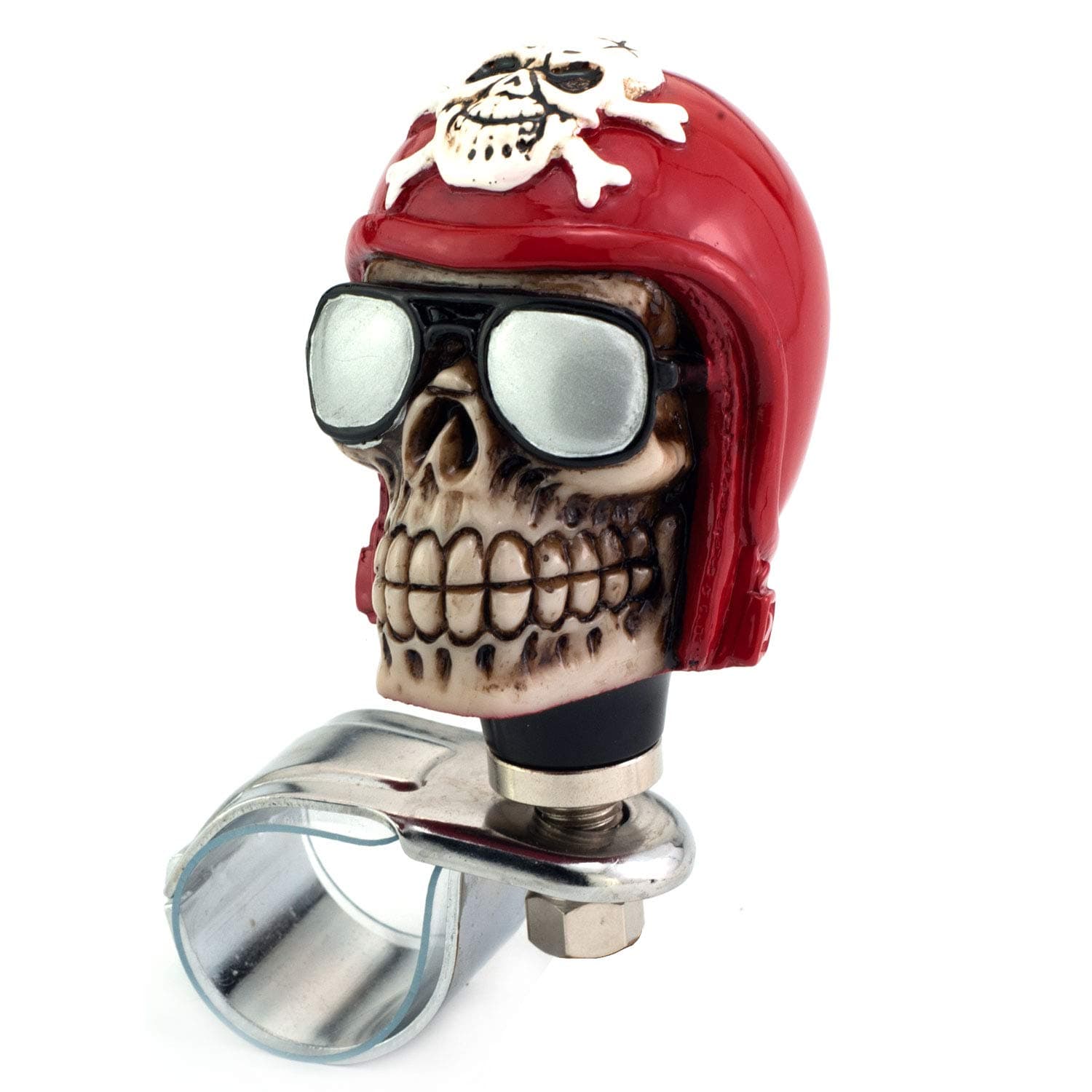 Skull Car Steering Spinner Wheel Suicide Knob, Pilot Style Car Power Handle Grip Knobs Fit Most Forklifts Lawn Mowers Boats Agricultural Tractors Private Off-Road Vehicles, Red