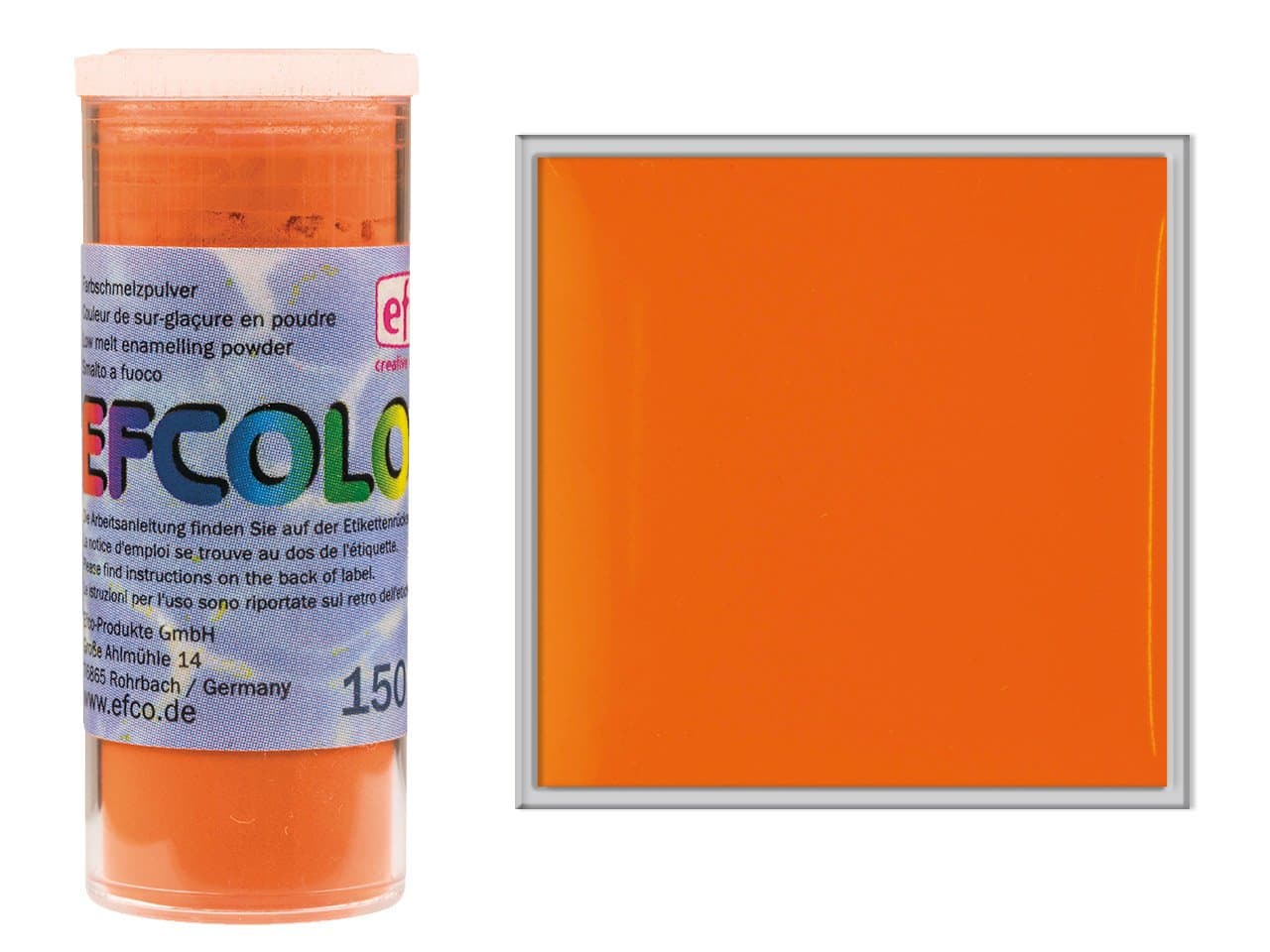 Efcolor 10 ml Opaque Low Temperature Enamelling Powder, Orange