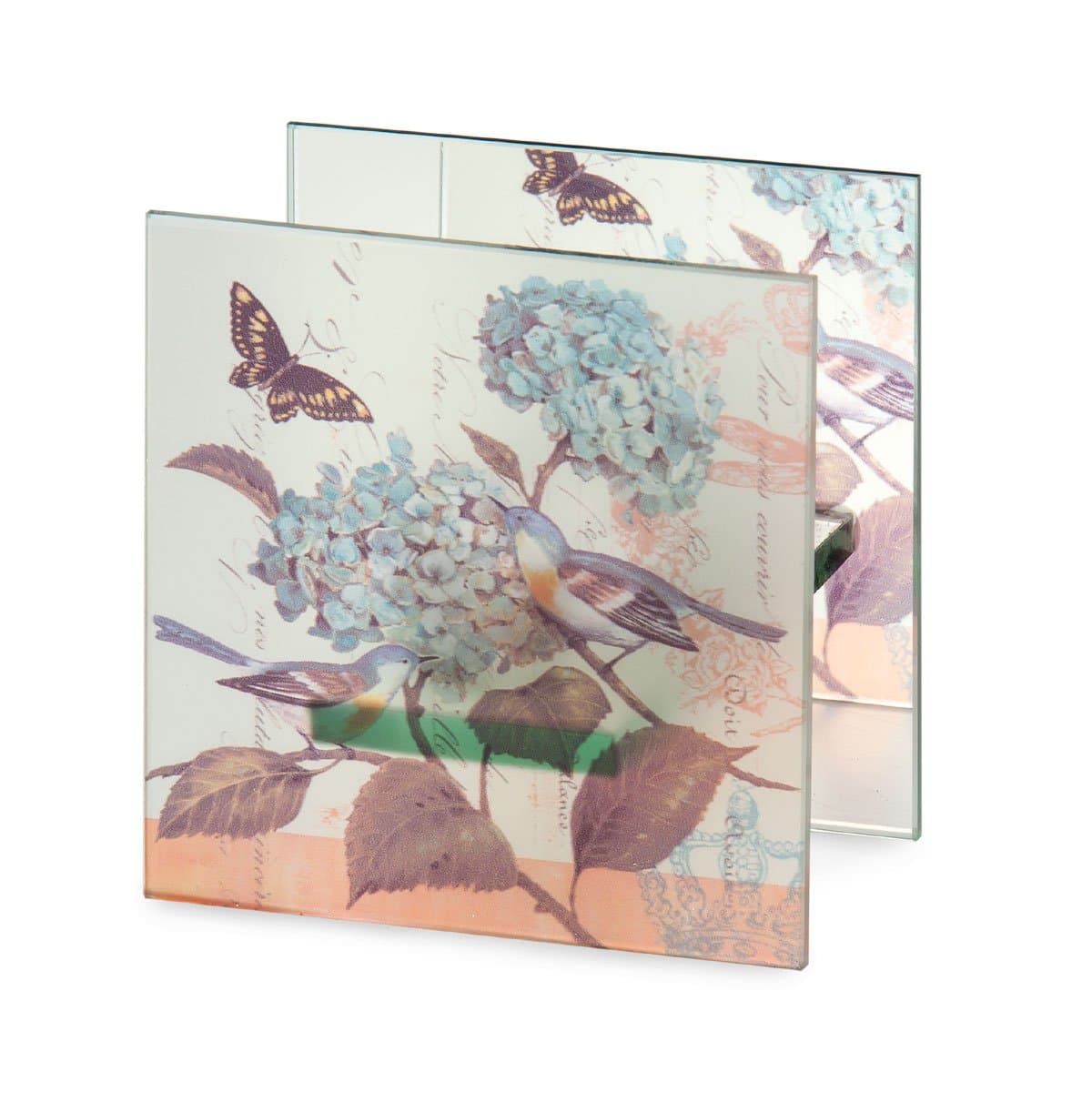 October Hill Single Tealight Holder, Birds and Hydrangea