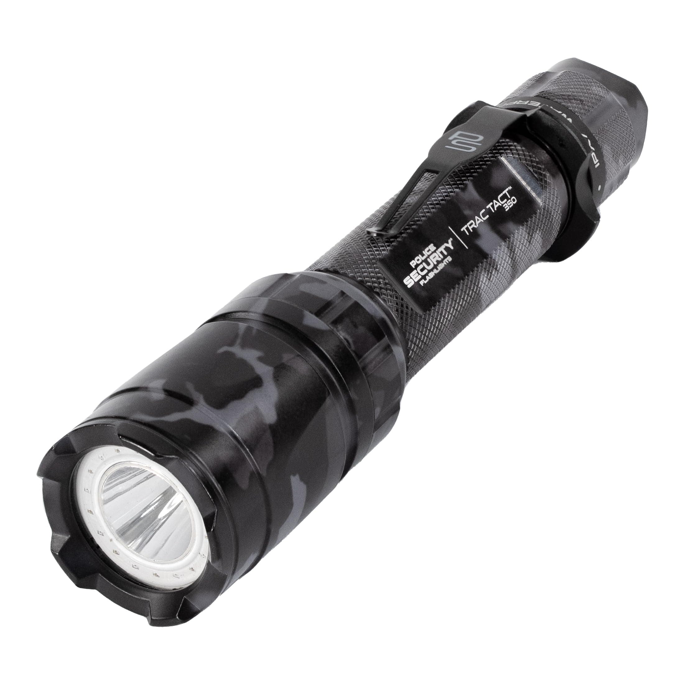 Police Security Trac Tact 2AA Camouflage | 350 Lumens | Belt Clip | 5 Light Modes | Water Resistant