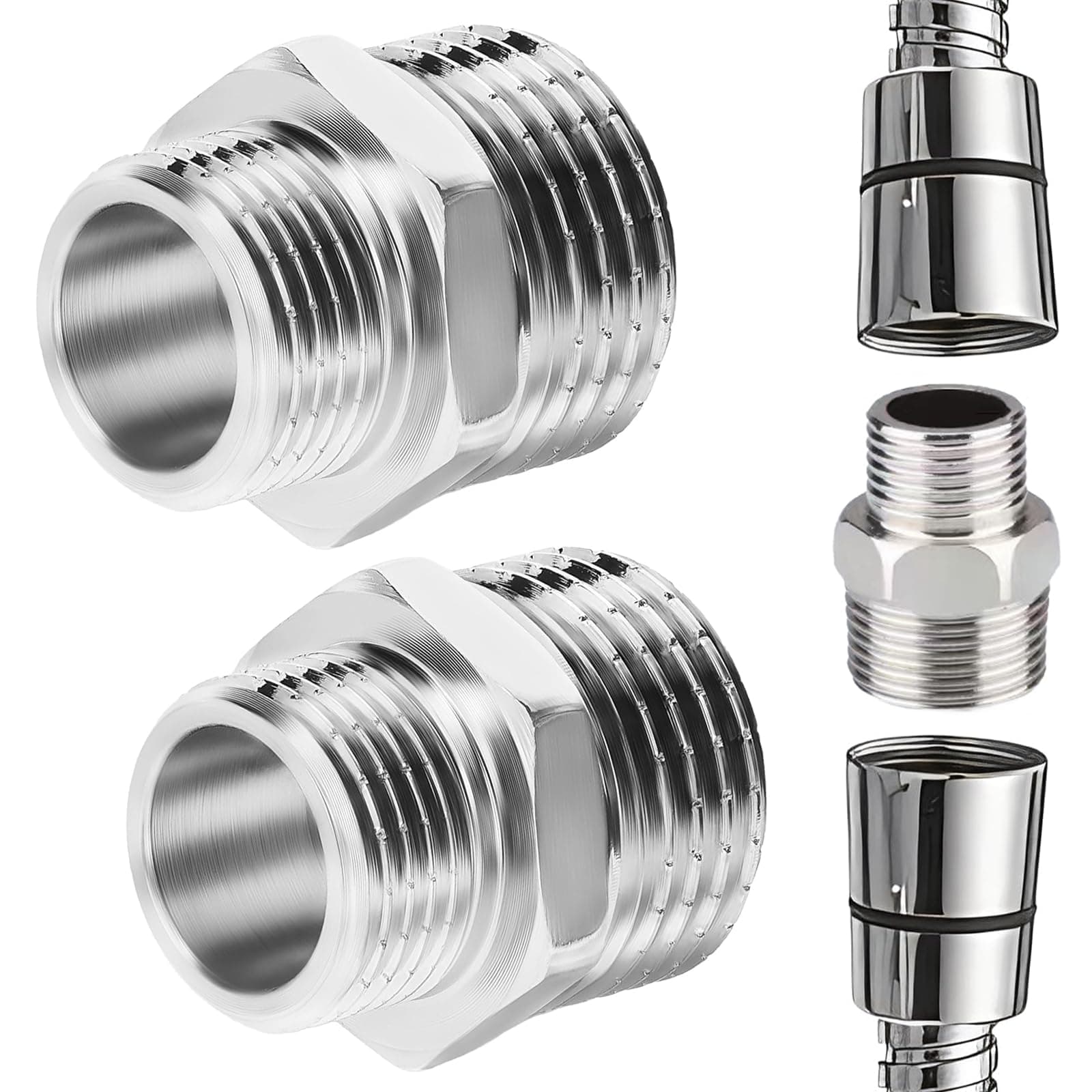 Chenyoyangfen2pcs Shower Hose Connectors Male to Female Threaded Connector Accessories Fittings Reducing Shower Connector Water Pipe Plumbing Fittings Reducing Shower Adapter